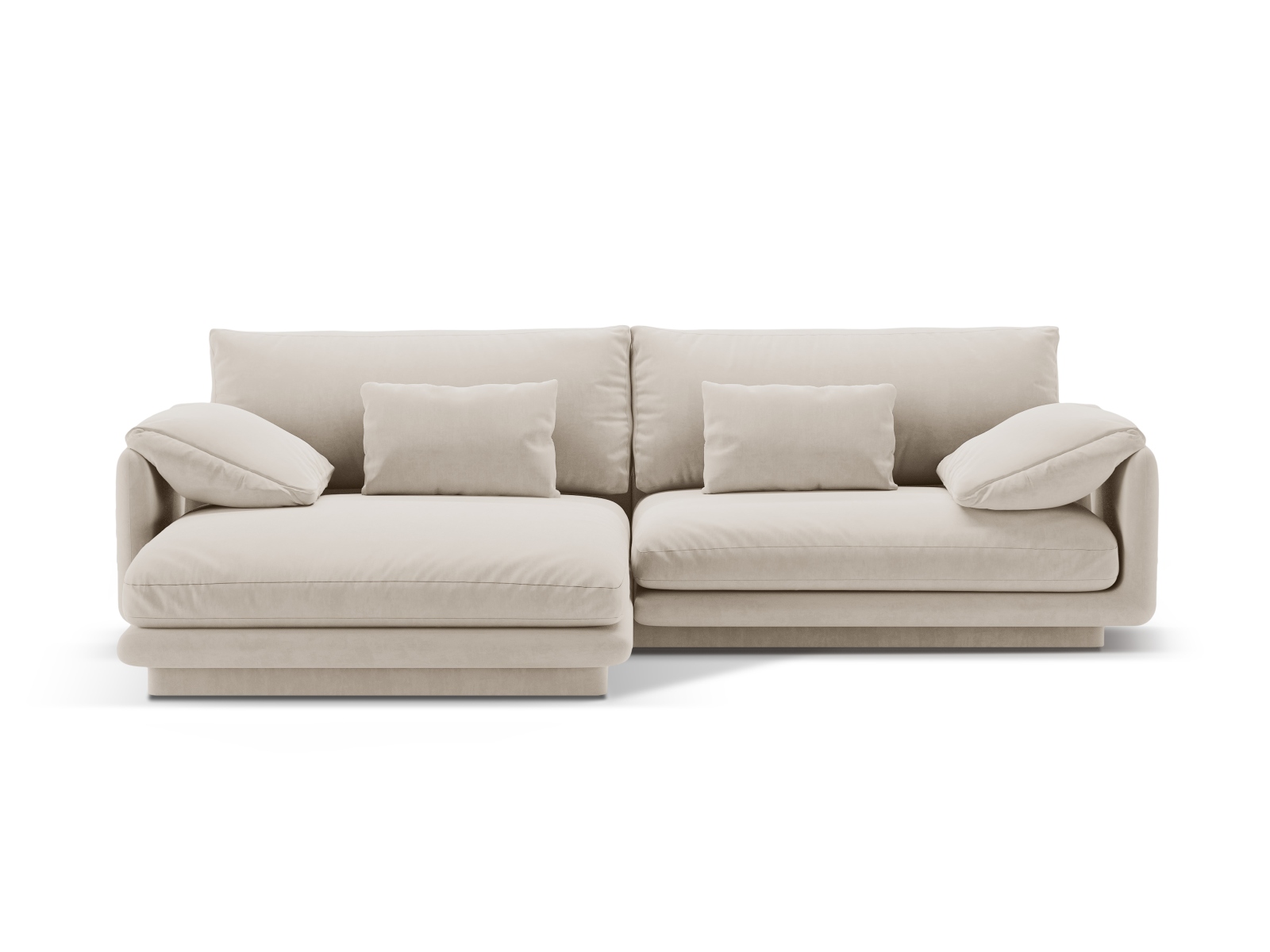 Velvet Left Corner Sofa, "Torino", 4 Seats, 250x170x83