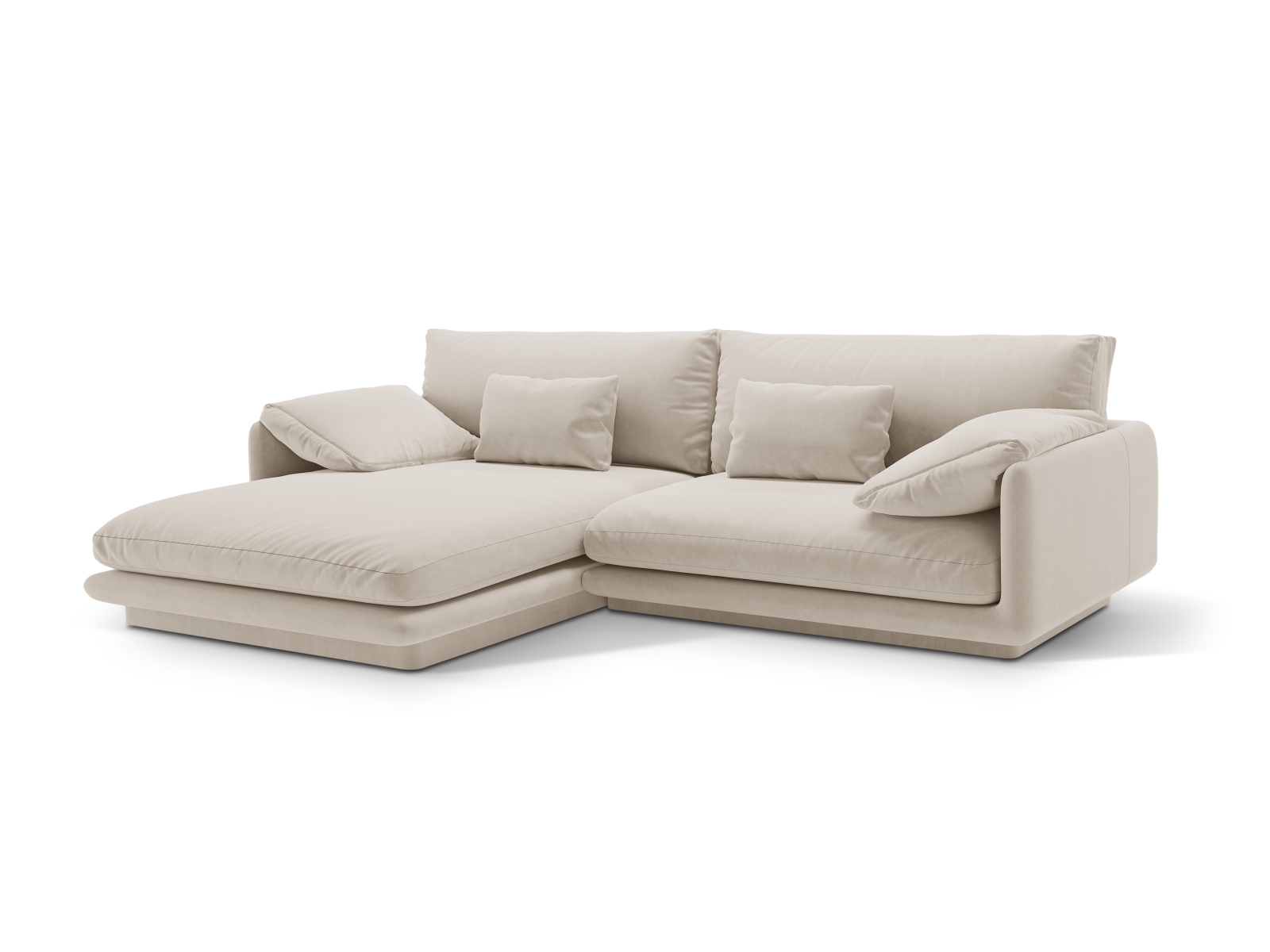 Velvet Left Corner Sofa, "Torino", 4 Seats, 250x170x83