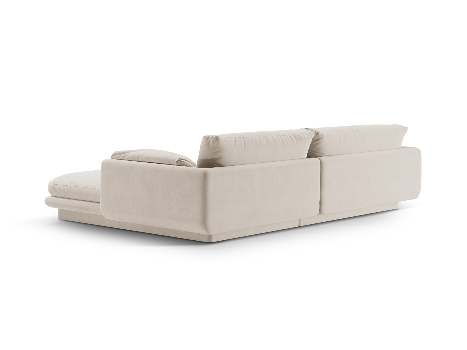 Velvet Left Corner Sofa, "Torino", 4 Seats, 250x170x83