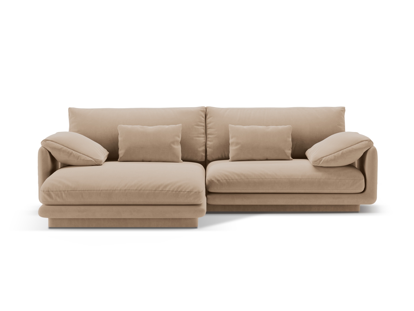 Velvet Left Corner Sofa, "Torino", 4 Seats, 250x170x83