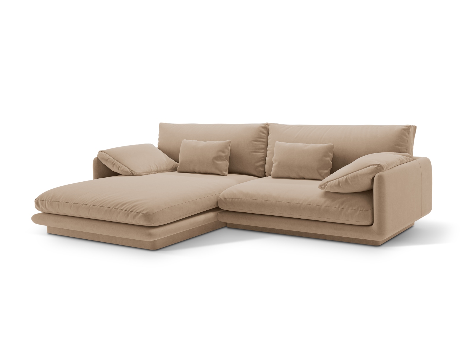 Velvet Left Corner Sofa, "Torino", 4 Seats, 250x170x83