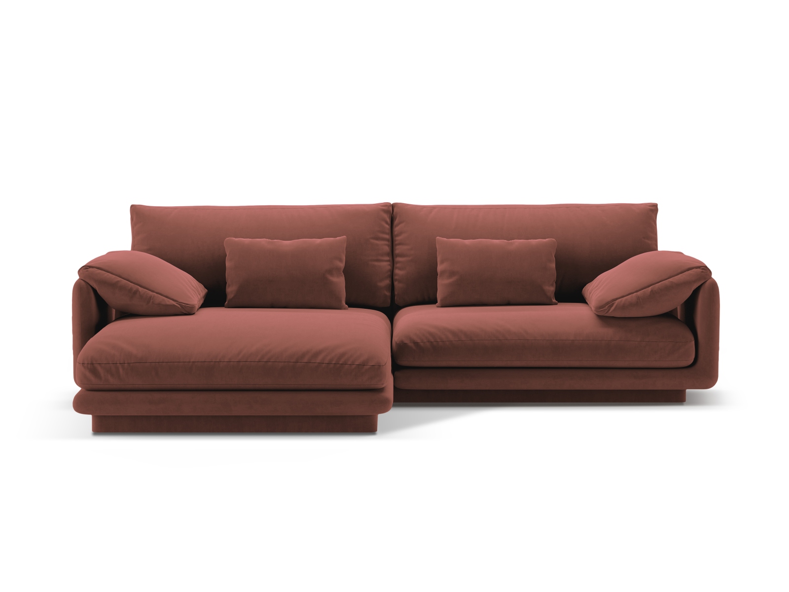 Velvet Left Corner Sofa, "Torino", 4 Seats, 250x170x83