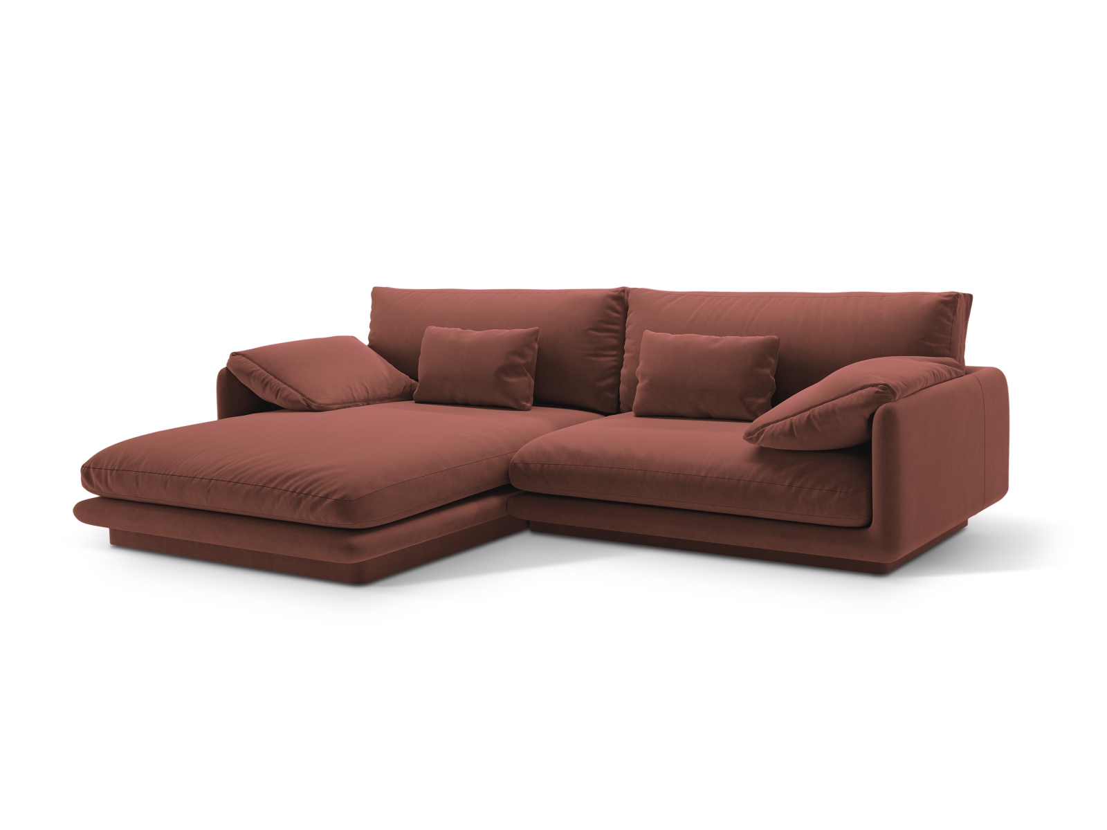 Velvet Left Corner Sofa, "Torino", 4 Seats, 250x170x83