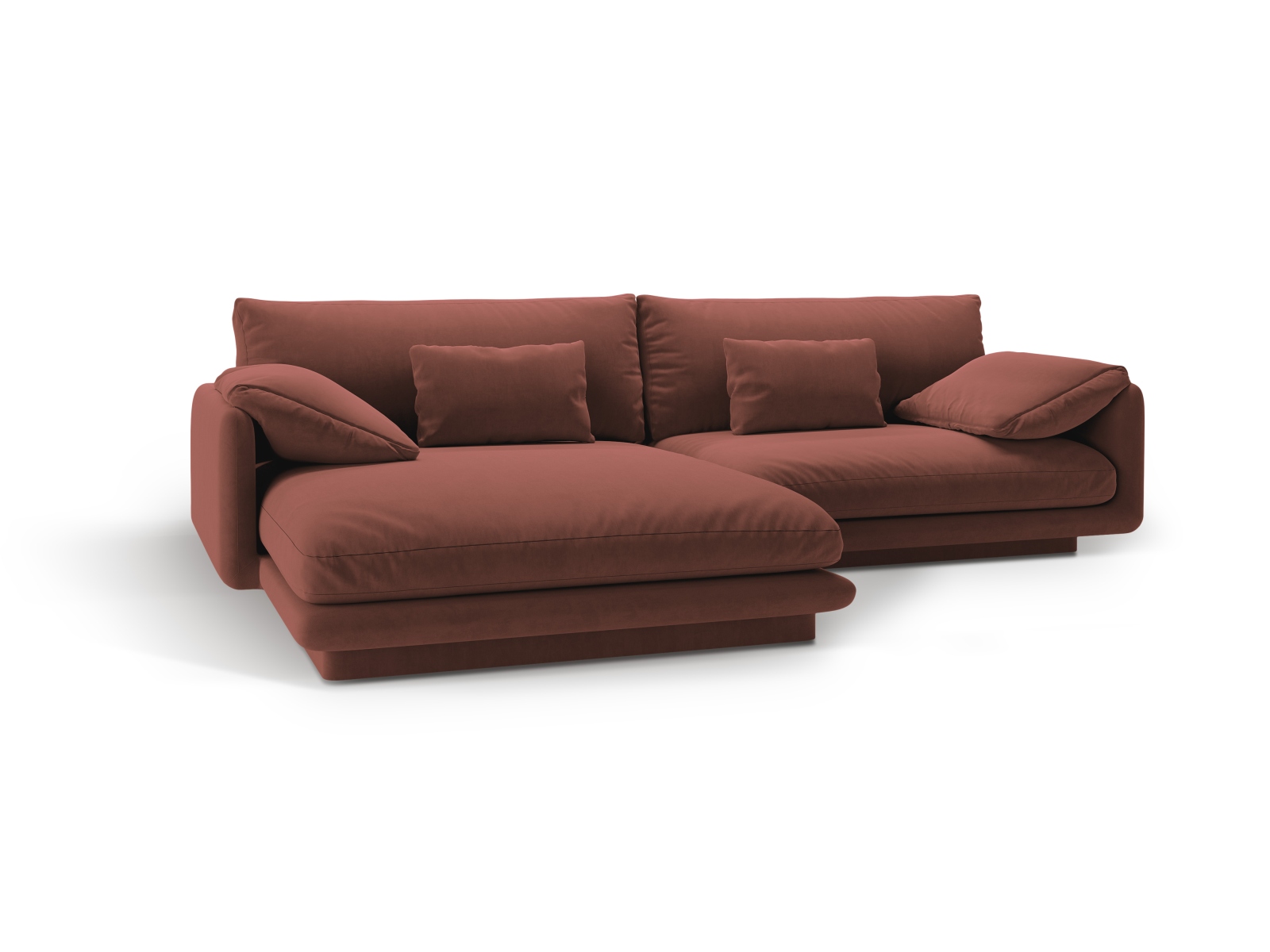 Velvet Left Corner Sofa, "Torino", 4 Seats, 250x170x83