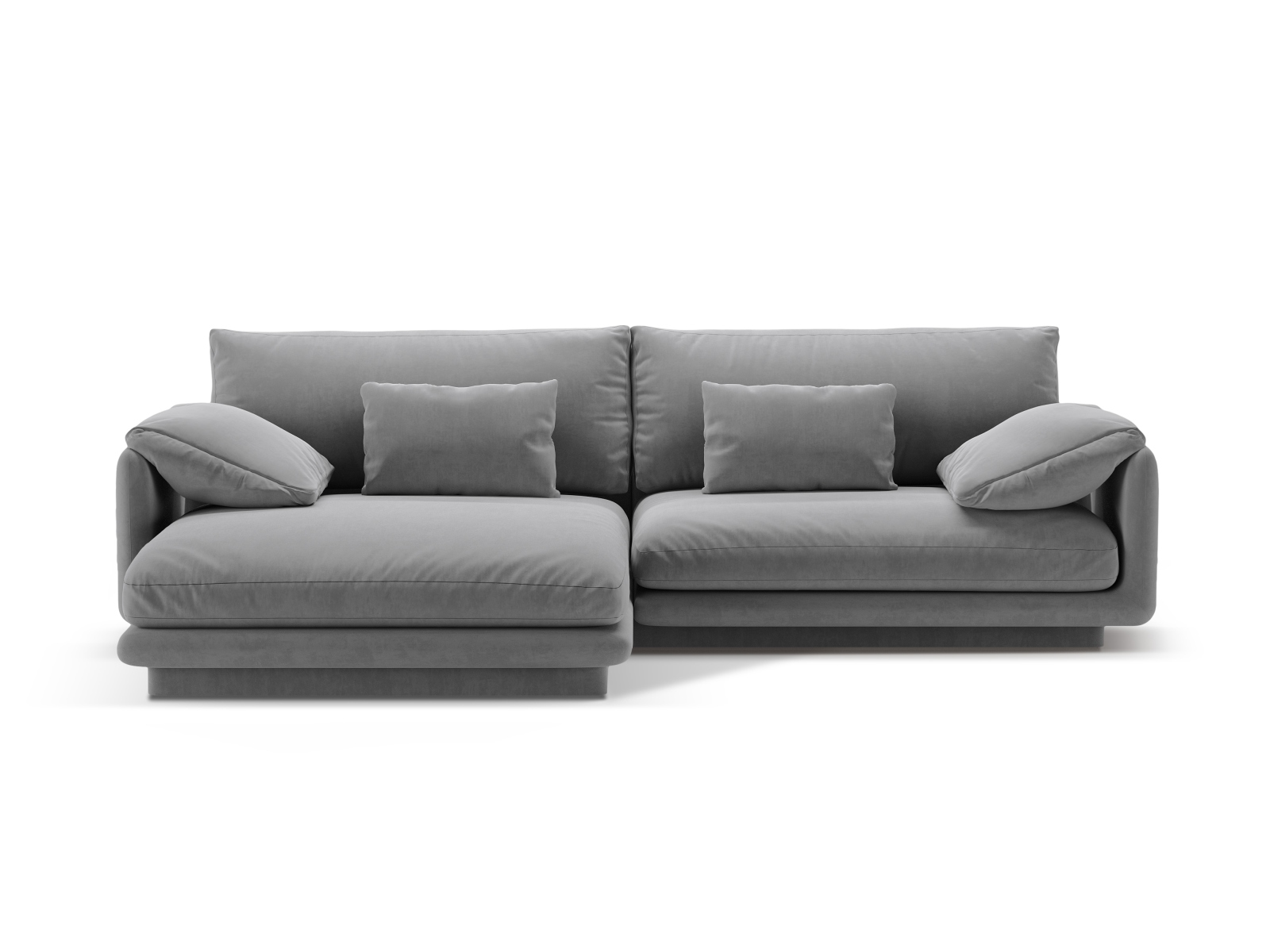 Velvet Left Corner Sofa, "Torino", 4 Seats, 250x170x83