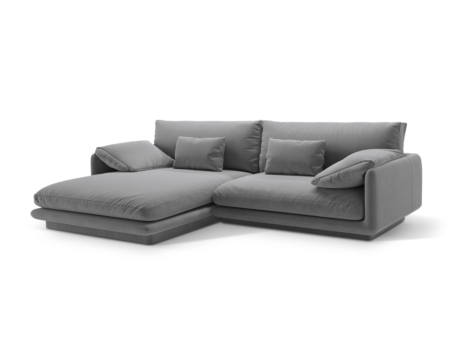 Velvet Left Corner Sofa, "Torino", 4 Seats, 250x170x83