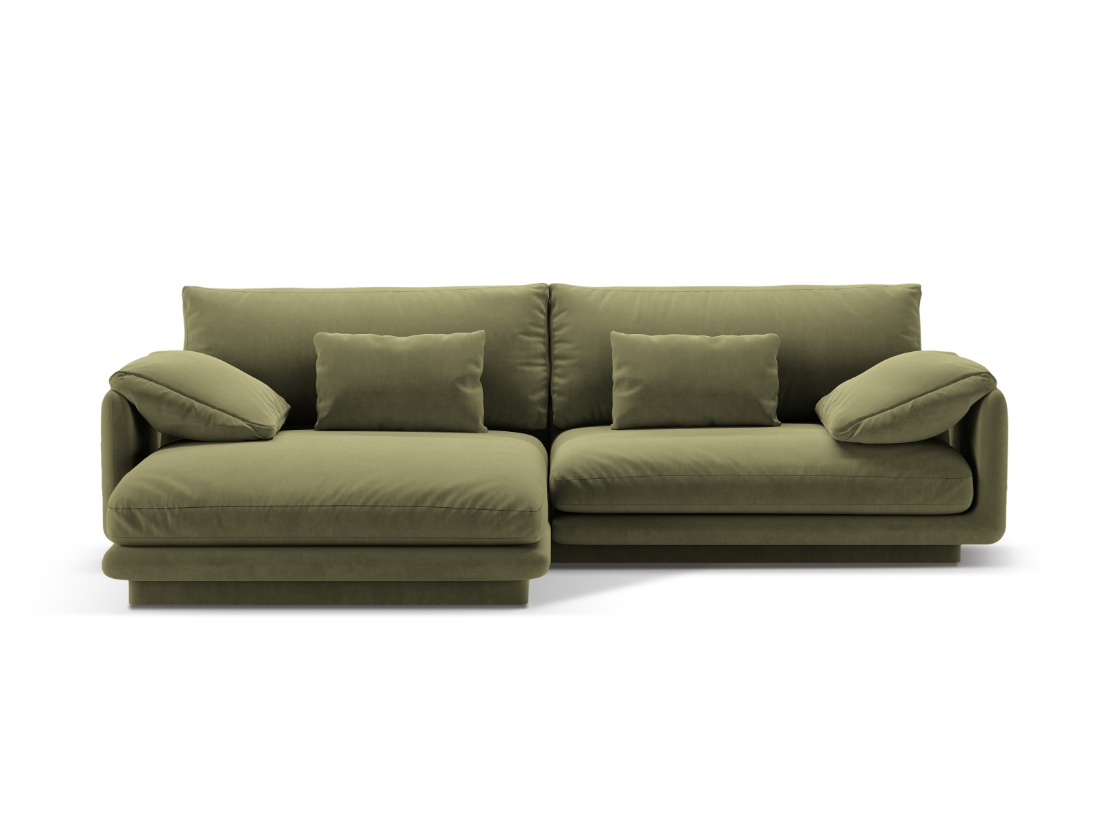 Velvet Left Corner Sofa, "Torino", 4 Seats, 250x170x83