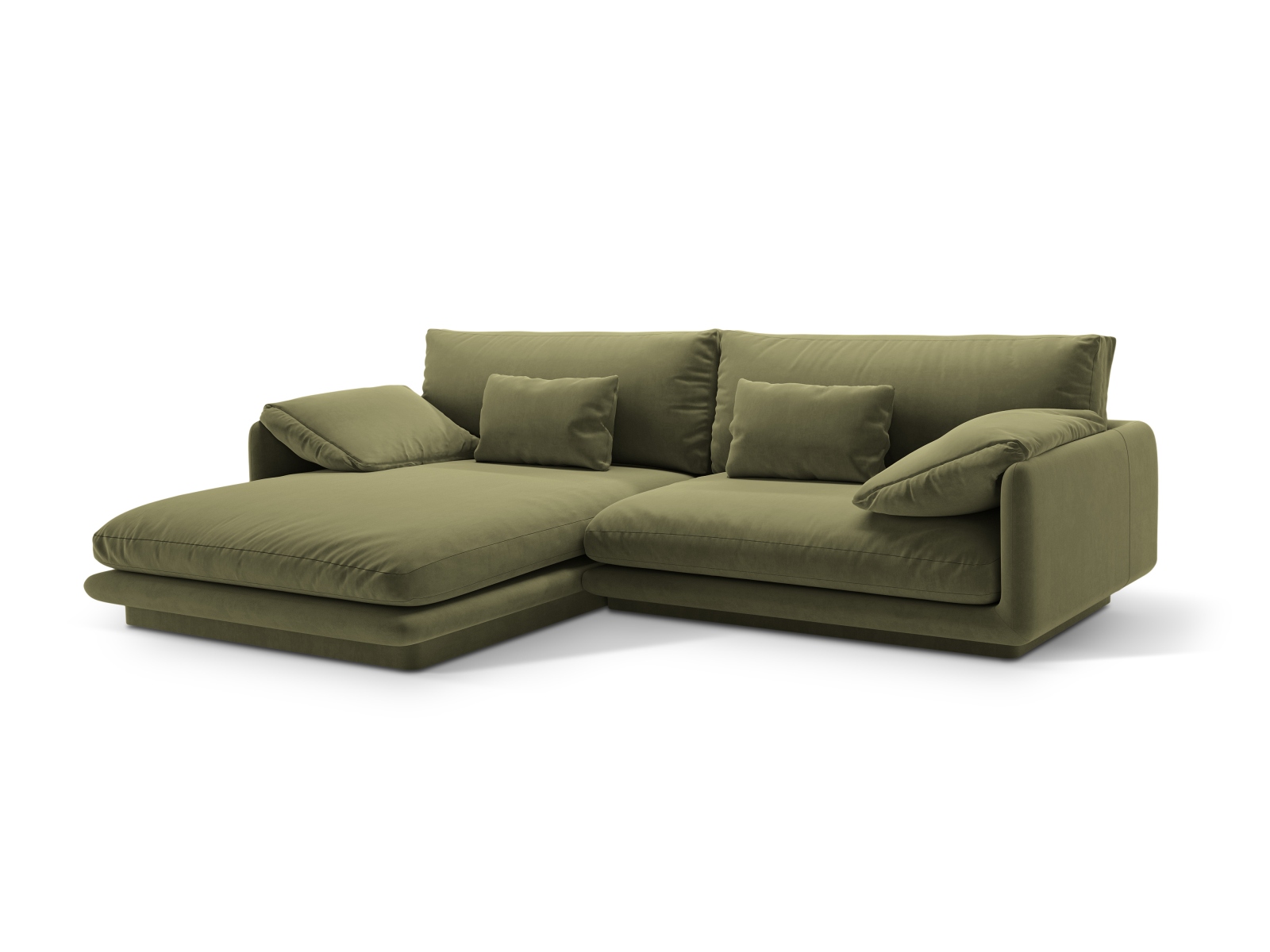 Velvet Left Corner Sofa, "Torino", 4 Seats, 250x170x83