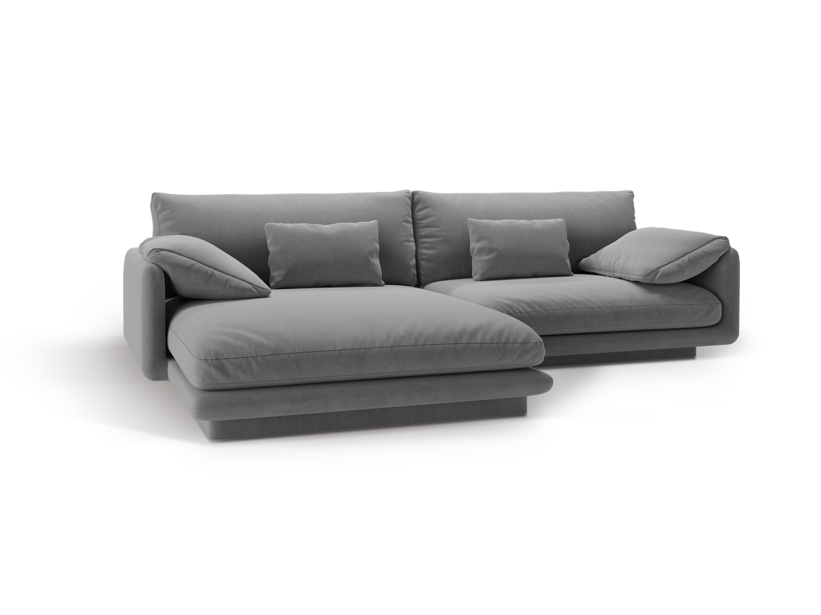 Velvet Left Corner Sofa, "Torino", 4 Seats, 250x170x83