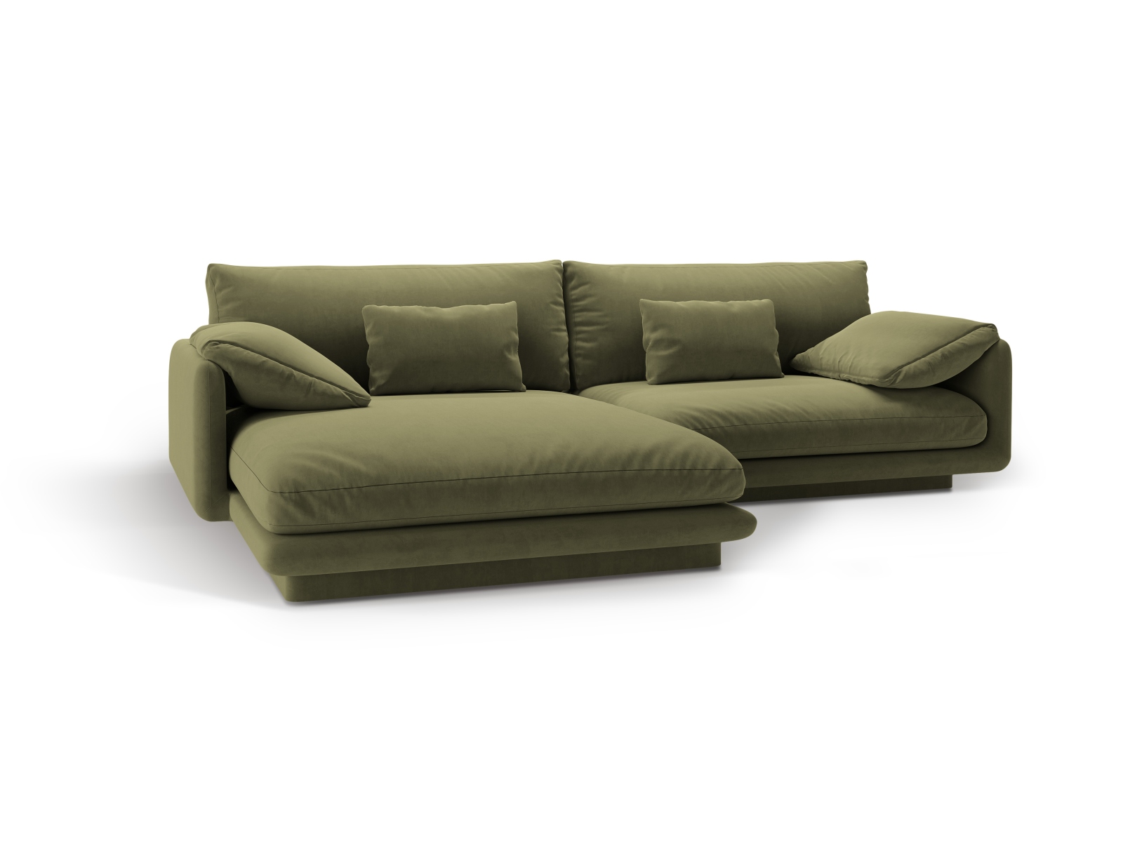 Velvet Left Corner Sofa, "Torino", 4 Seats, 250x170x83