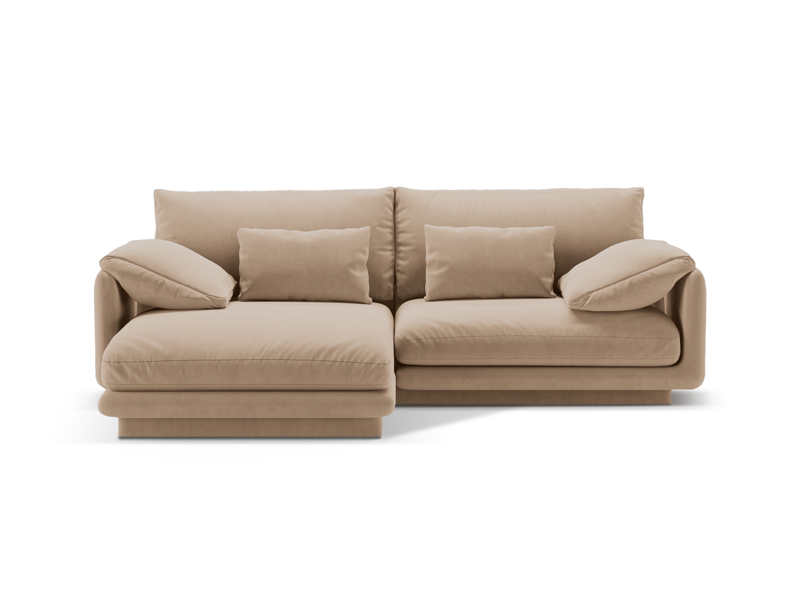 Velvet Left Corner Sofa, "Torino", 3 Seats, 220x170x83