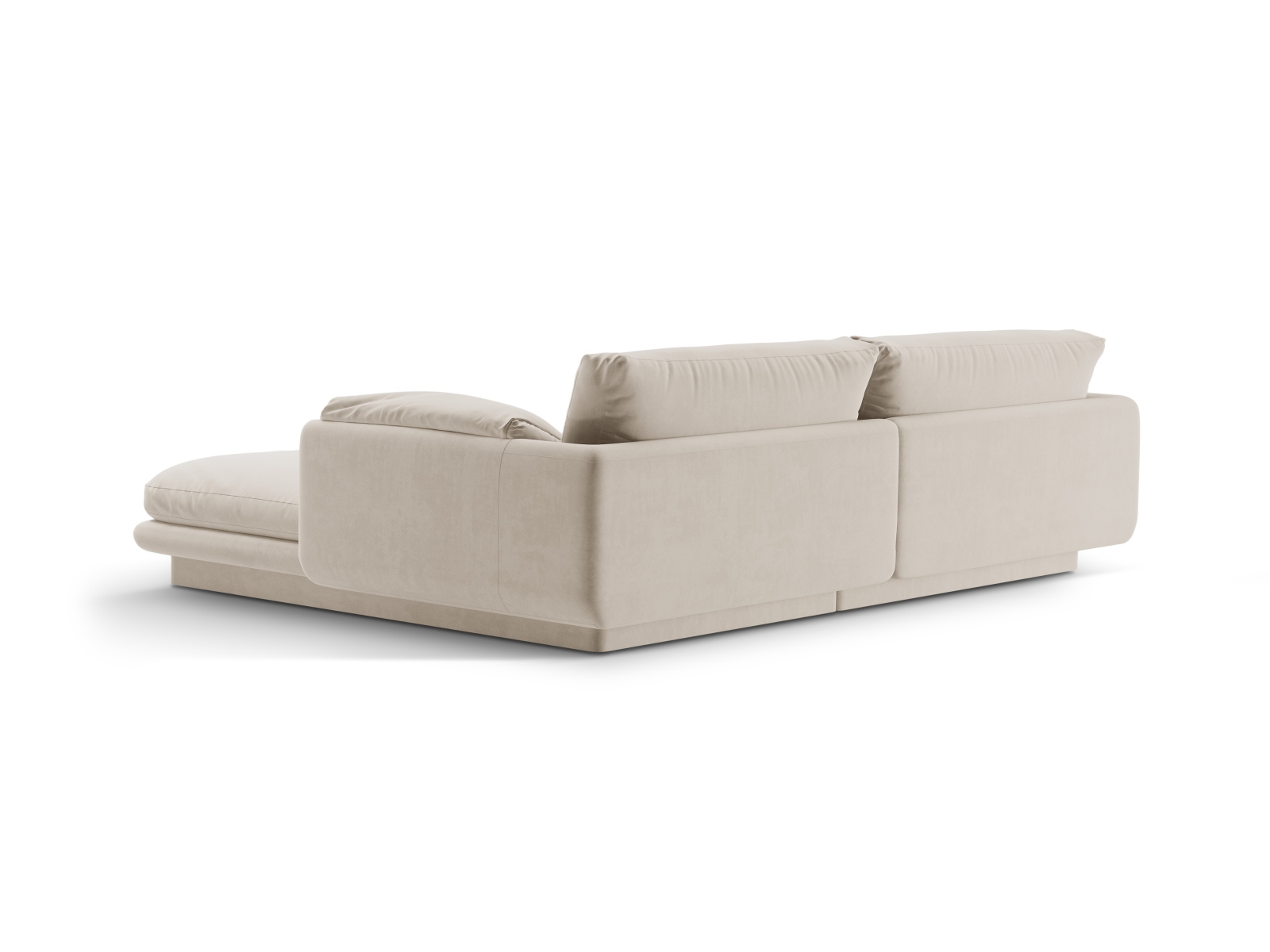 Velvet Left Corner Sofa, "Torino", 3 Seats, 220x170x83