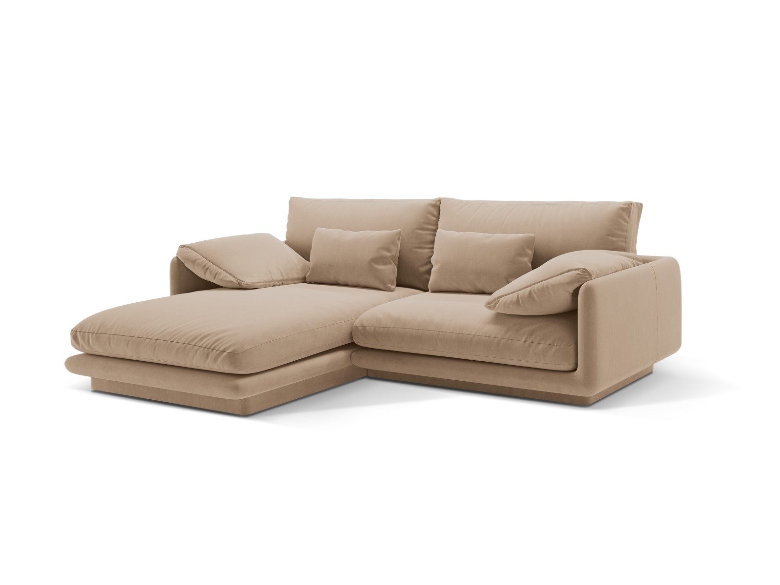 Velvet Left Corner Sofa, "Torino", 3 Seats, 220x170x83