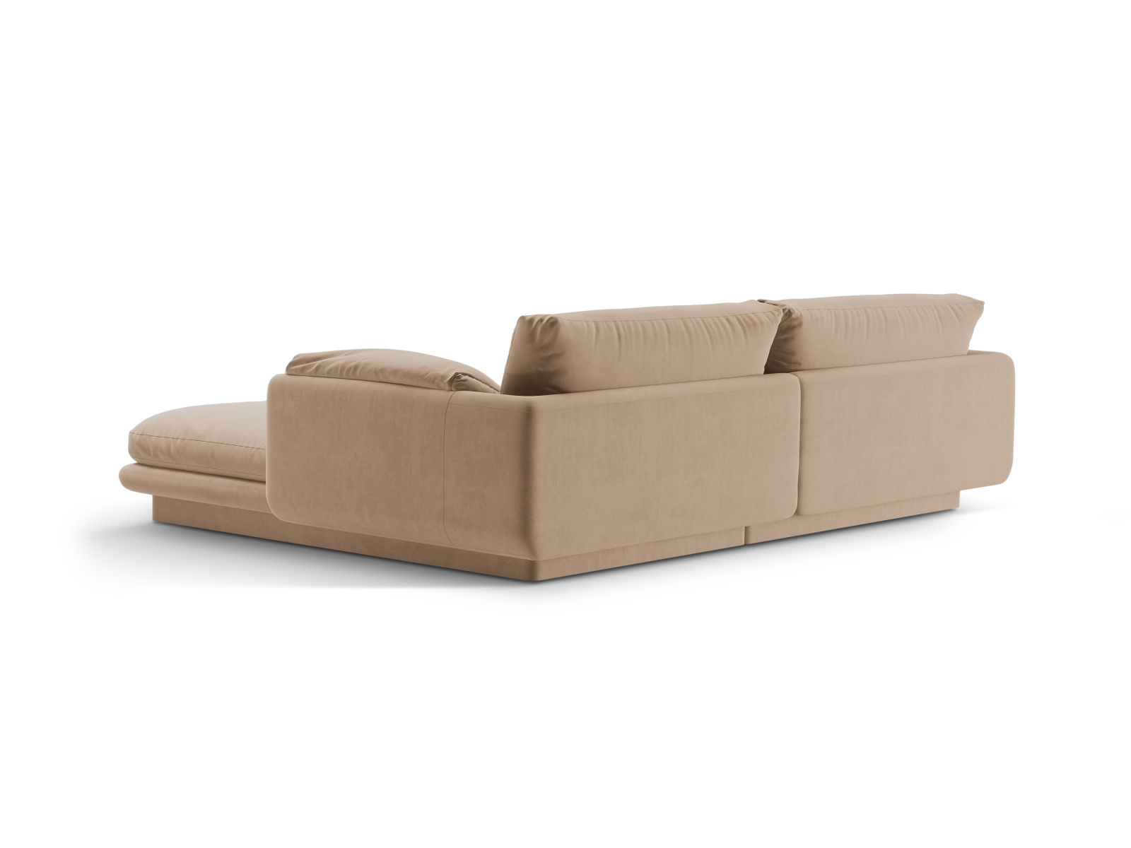 Velvet Left Corner Sofa, "Torino", 3 Seats, 220x170x83