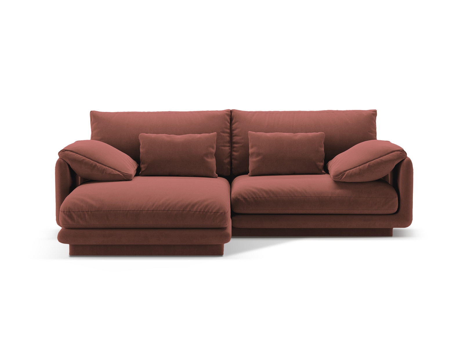 Velvet Left Corner Sofa, "Torino", 3 Seats, 220x170x83