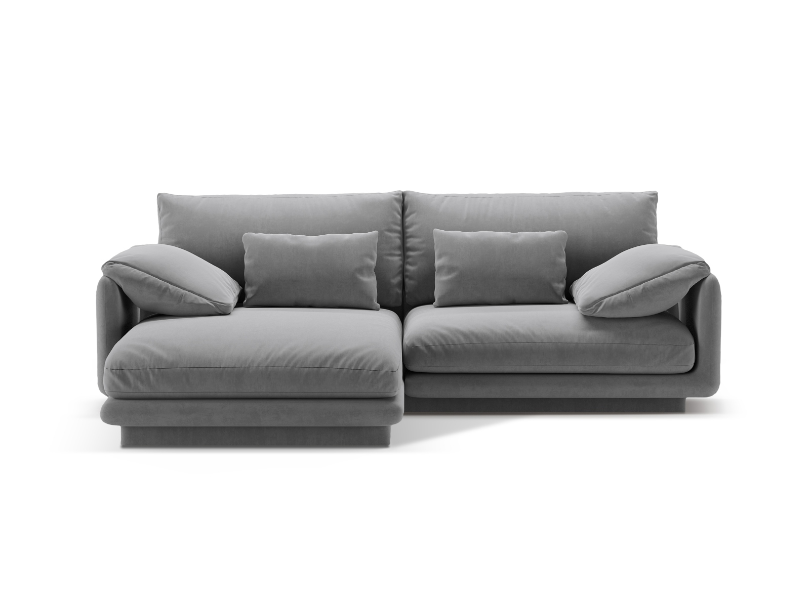 Velvet Left Corner Sofa, "Torino", 3 Seats, 220x170x83