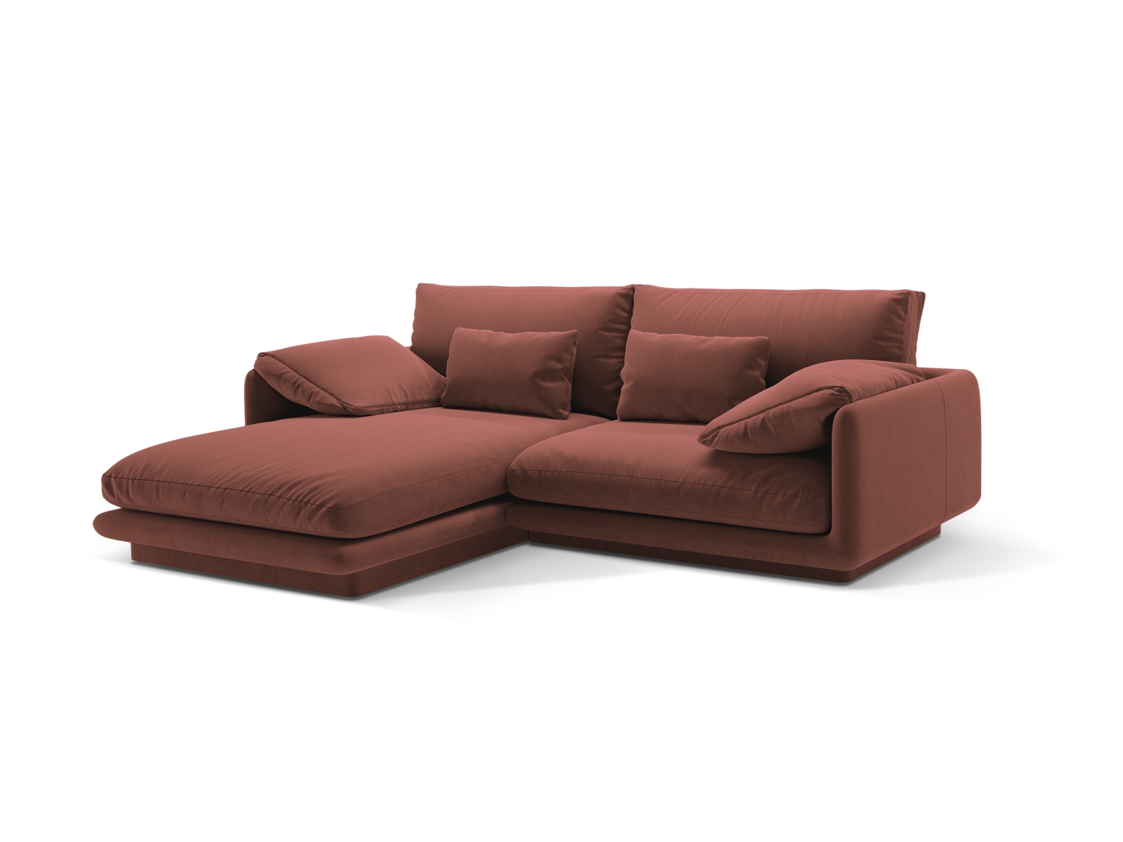 Velvet Left Corner Sofa, "Torino", 3 Seats, 220x170x83