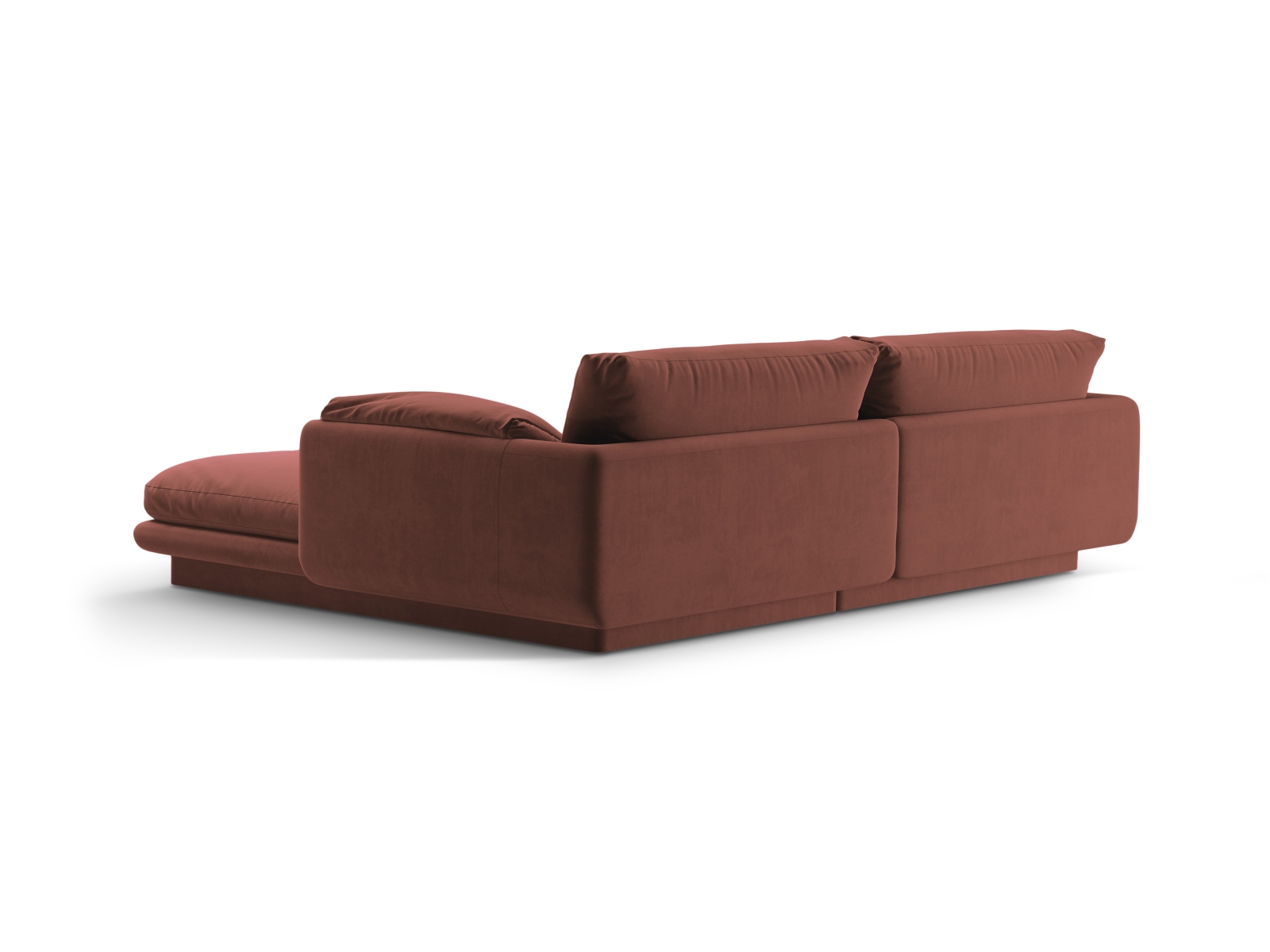 Velvet Left Corner Sofa, "Torino", 3 Seats, 220x170x83