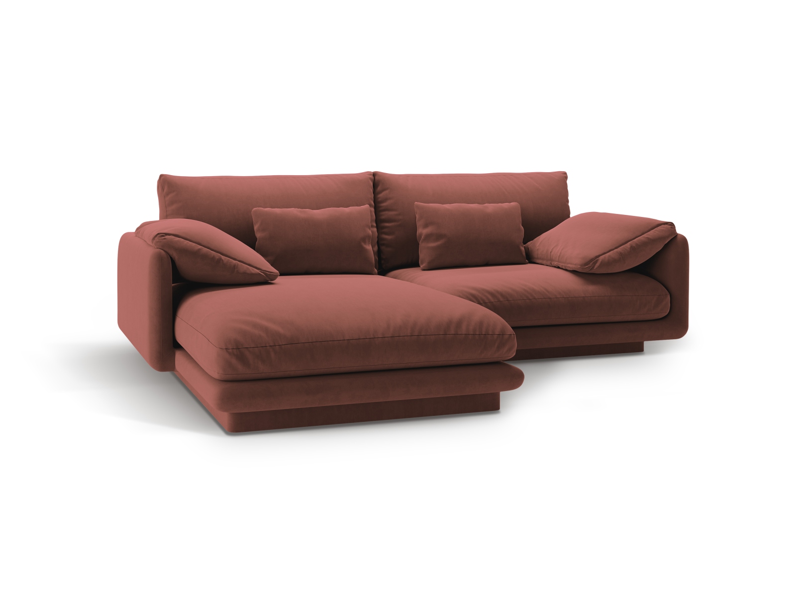 Velvet Left Corner Sofa, "Torino", 3 Seats, 220x170x83