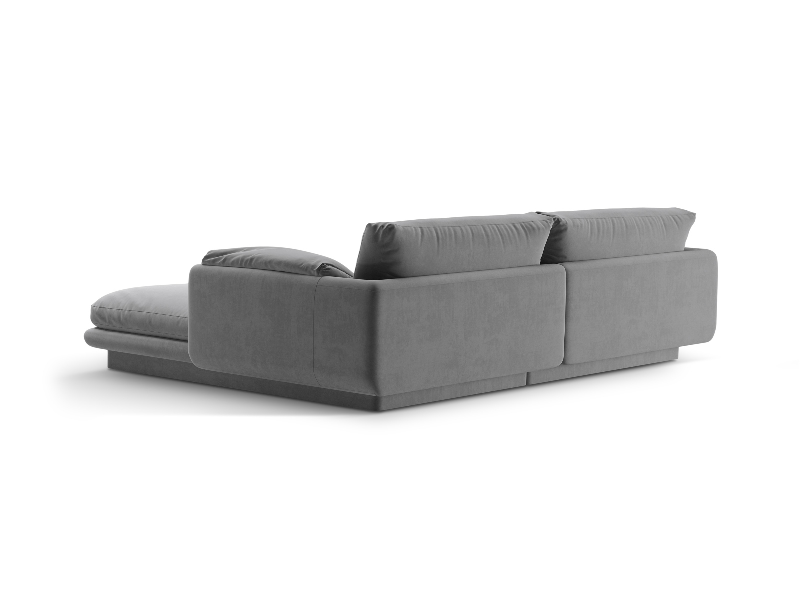 Velvet Left Corner Sofa, "Torino", 3 Seats, 220x170x83
