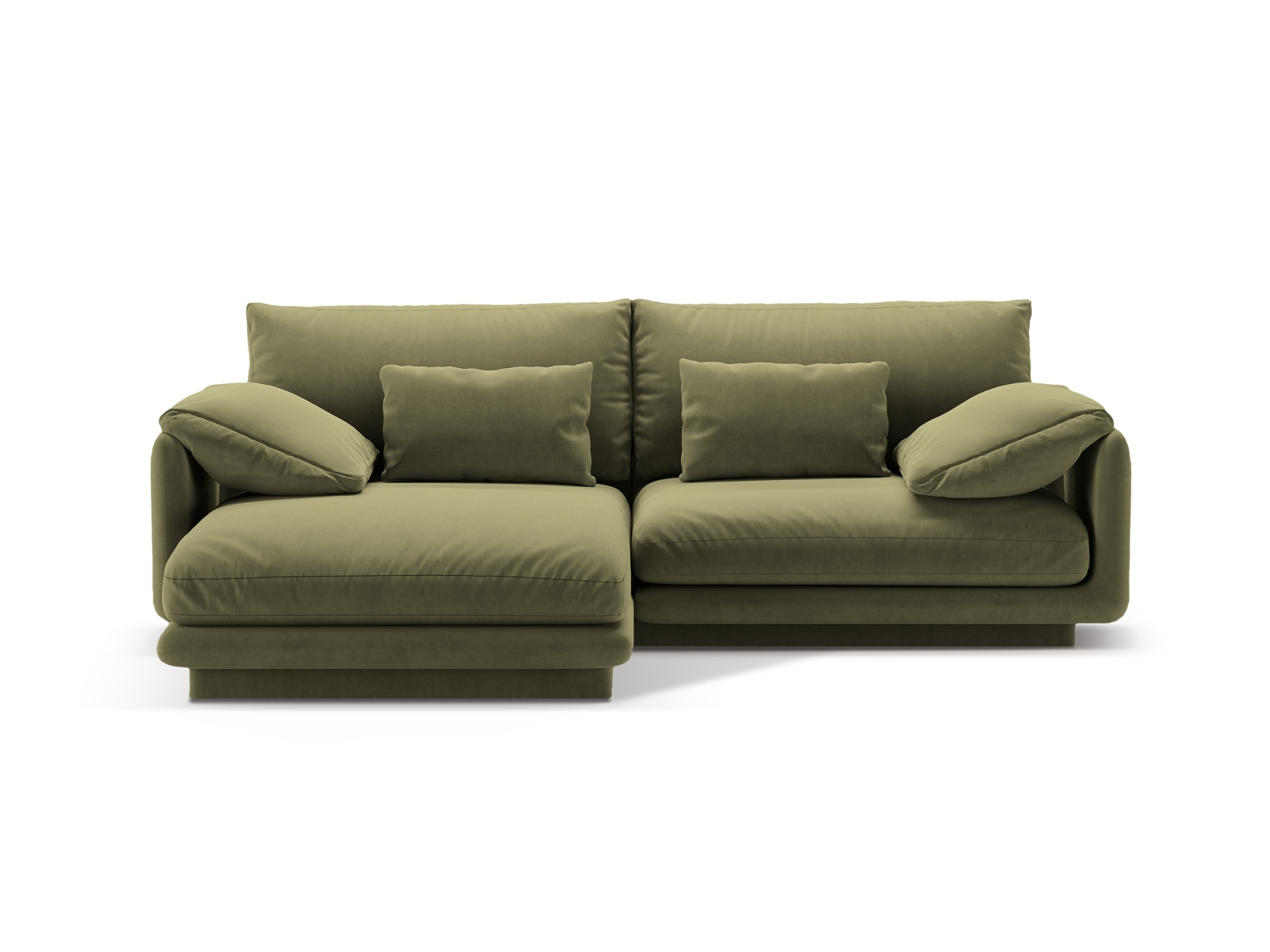 Velvet Left Corner Sofa, "Torino", 3 Seats, 220x170x83
