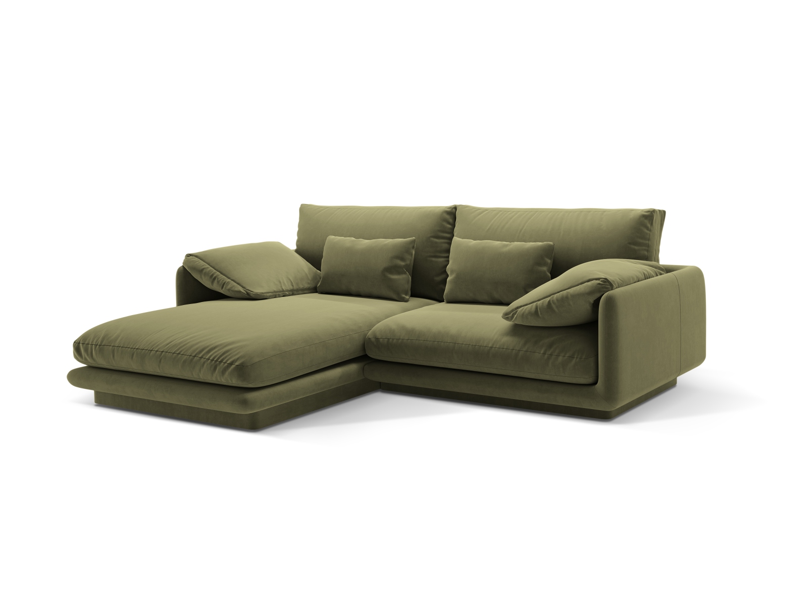 Velvet Left Corner Sofa, "Torino", 3 Seats, 220x170x83