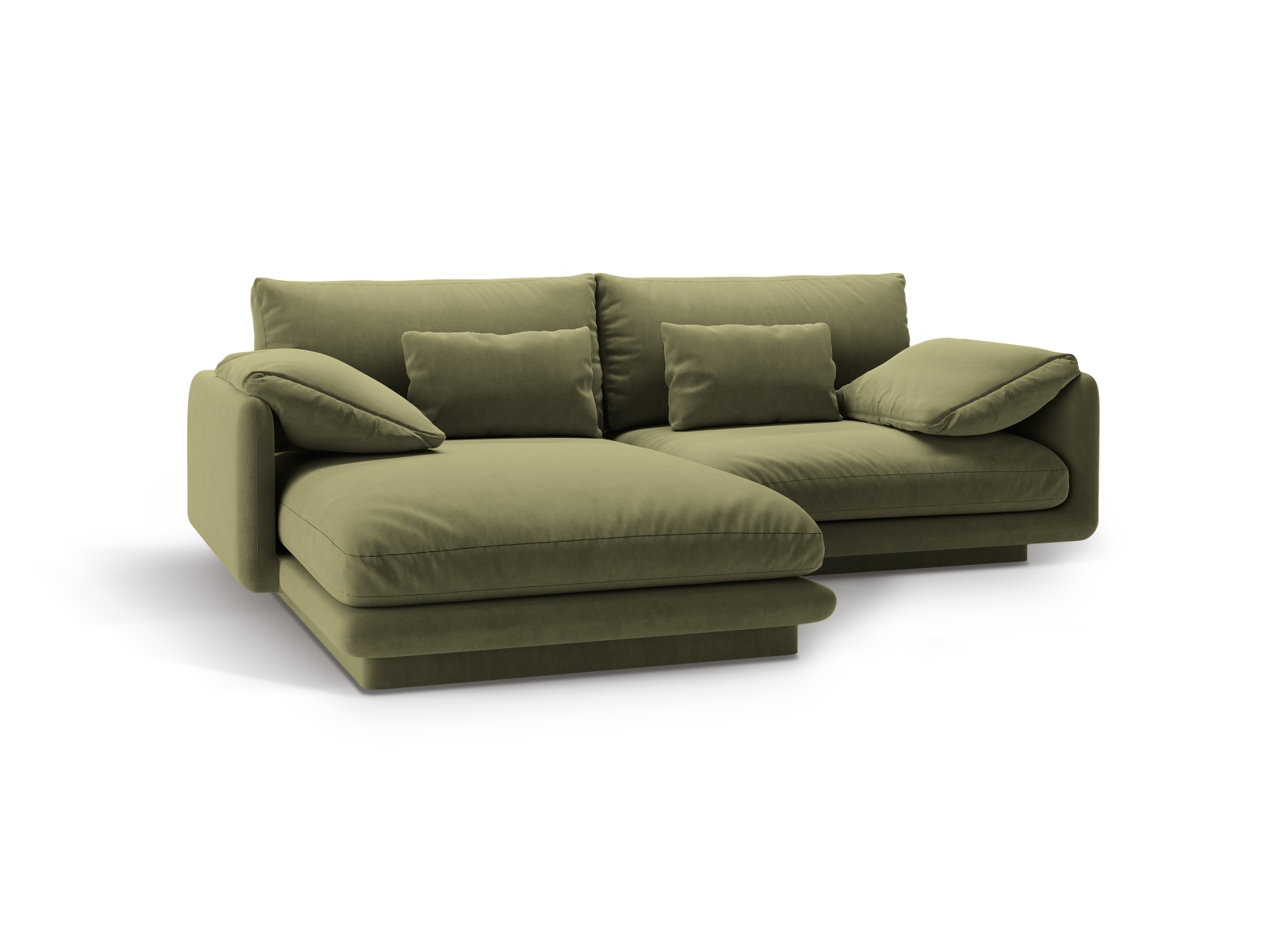 Velvet Left Corner Sofa, "Torino", 3 Seats, 220x170x83
