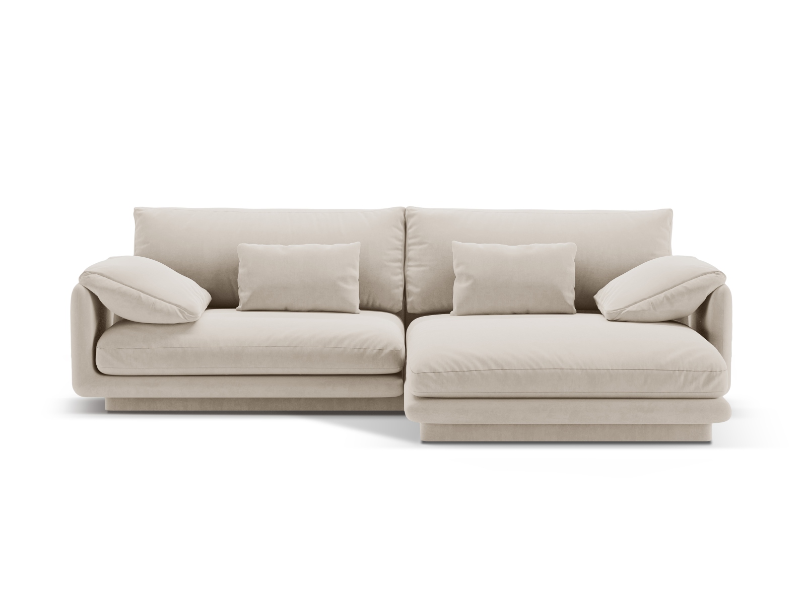 Velvet Right Corner Sofa, "Torino", 4 Seats, 250x170x83