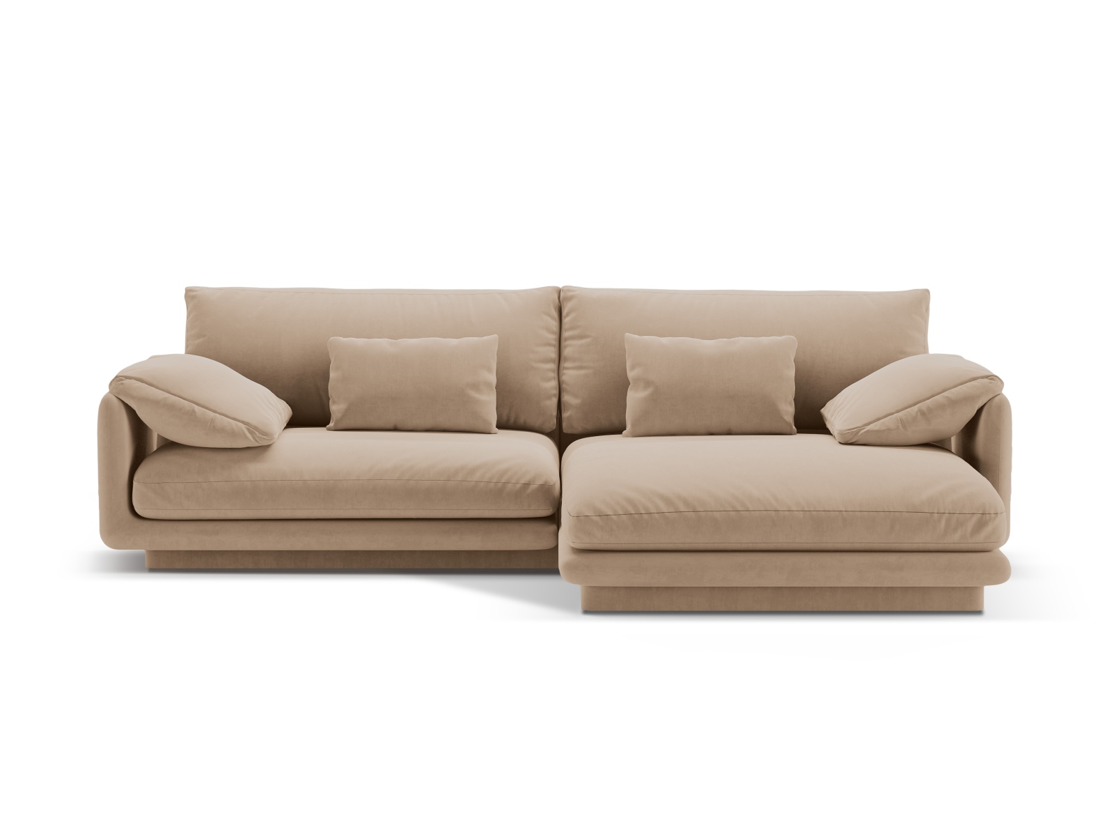 Velvet Right Corner Sofa, "Torino", 4 Seats, 250x170x83