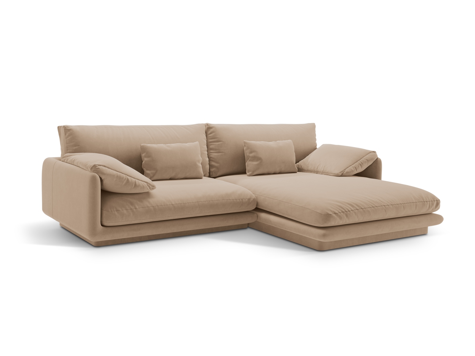Velvet Right Corner Sofa, "Torino", 4 Seats, 250x170x83