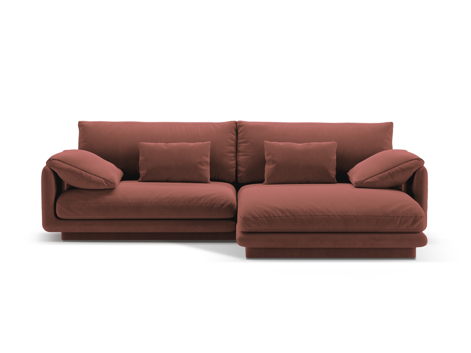 Velvet Right Corner Sofa, "Torino", 4 Seats, 250x170x83