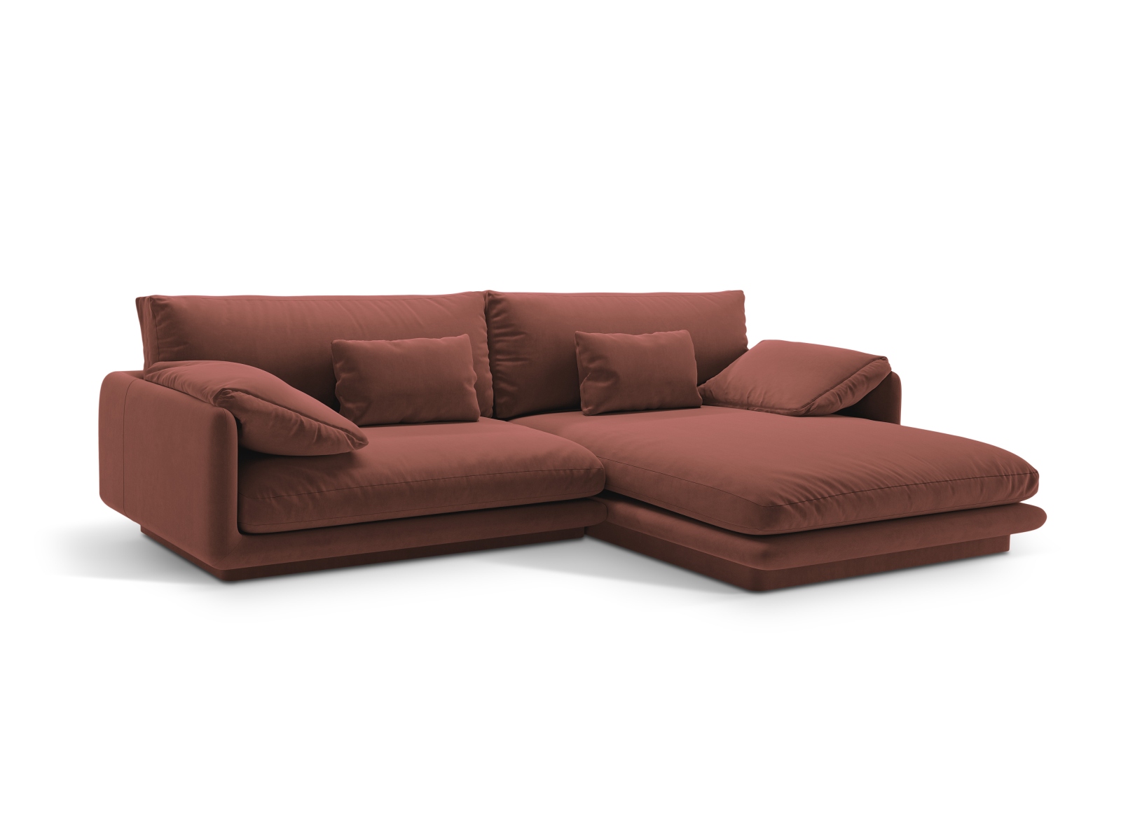 Velvet Right Corner Sofa, "Torino", 4 Seats, 250x170x83
