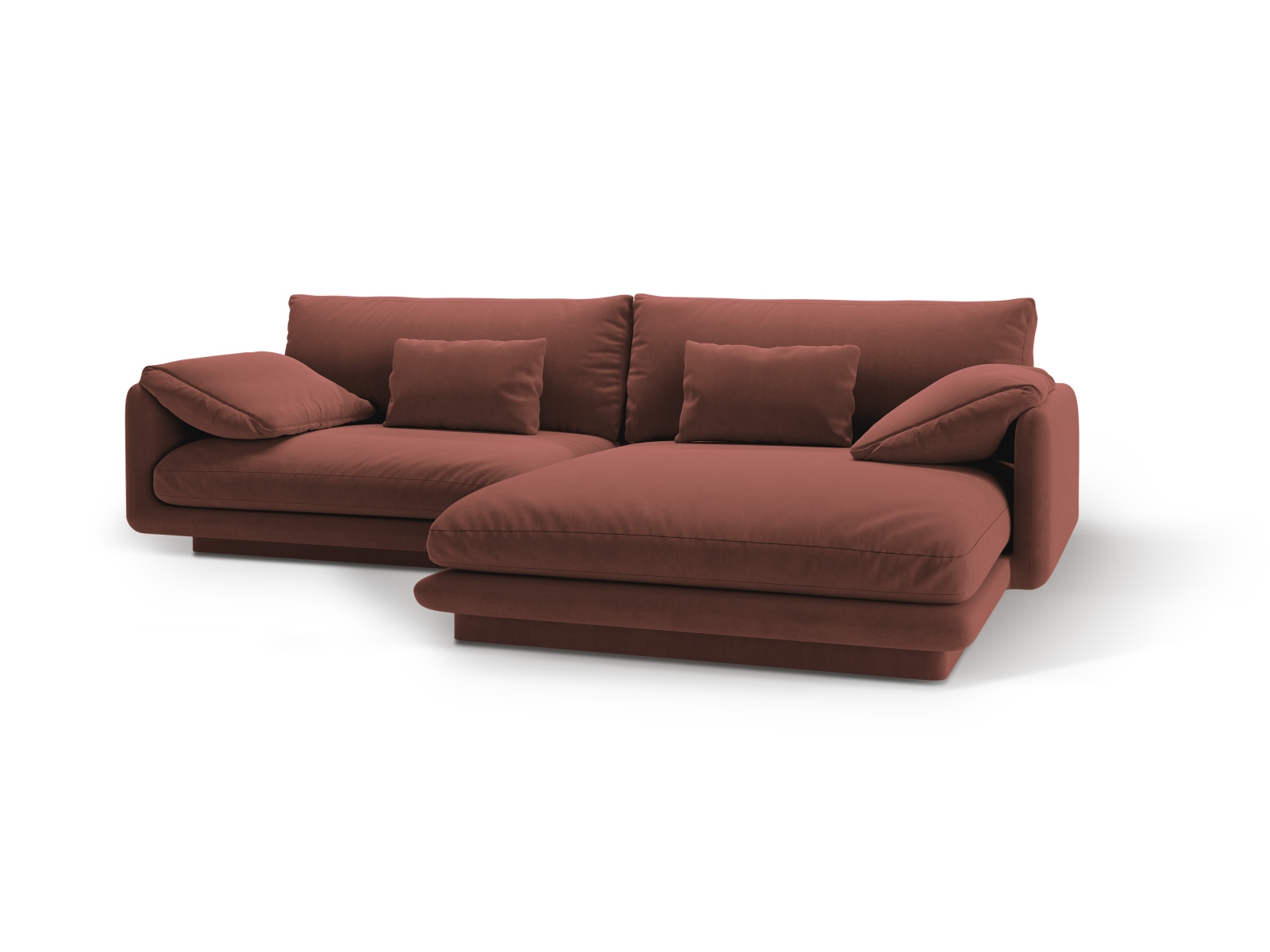 Velvet Right Corner Sofa, "Torino", 4 Seats, 250x170x83