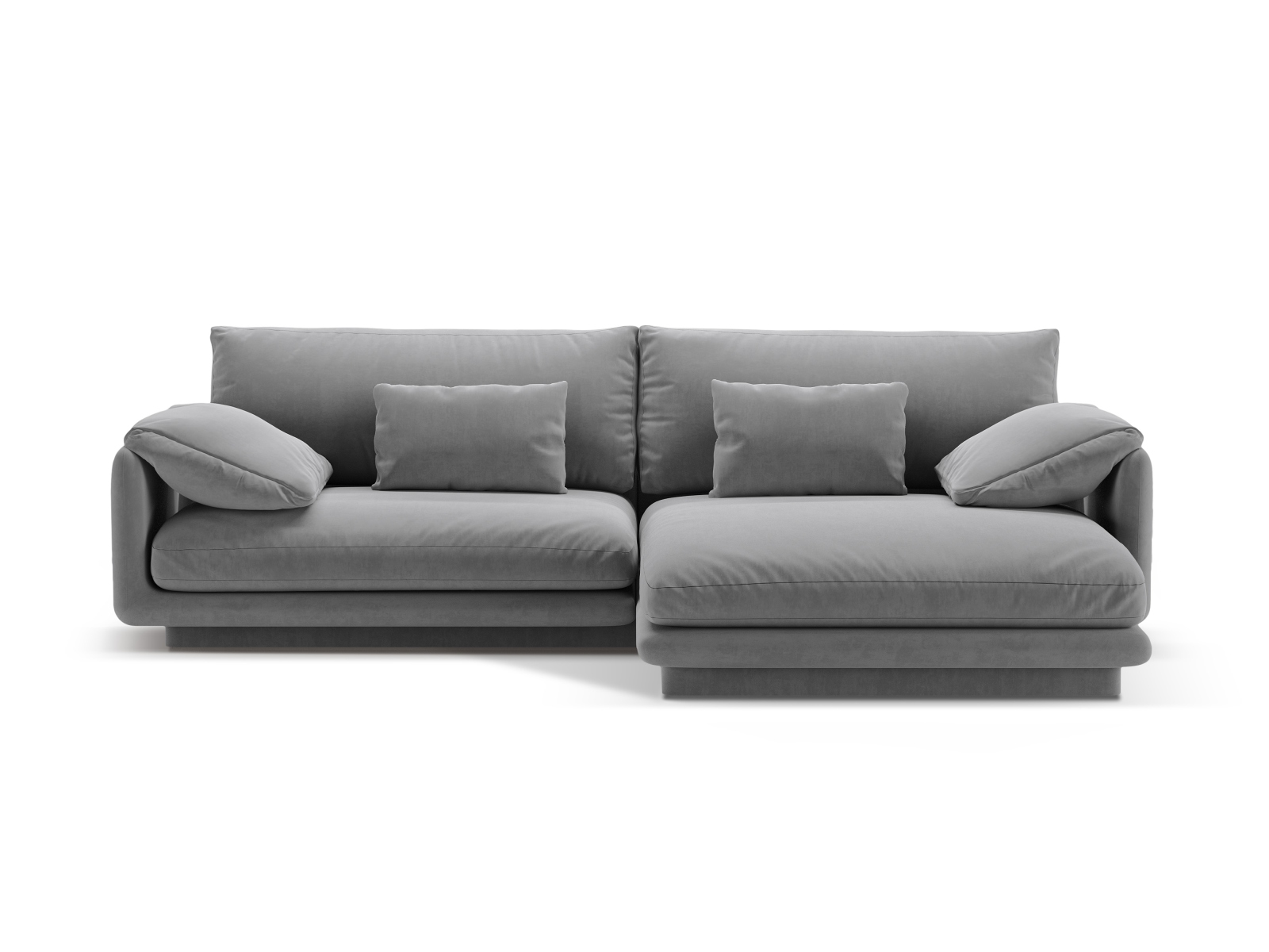Velvet Right Corner Sofa, "Torino", 4 Seats, 250x170x83