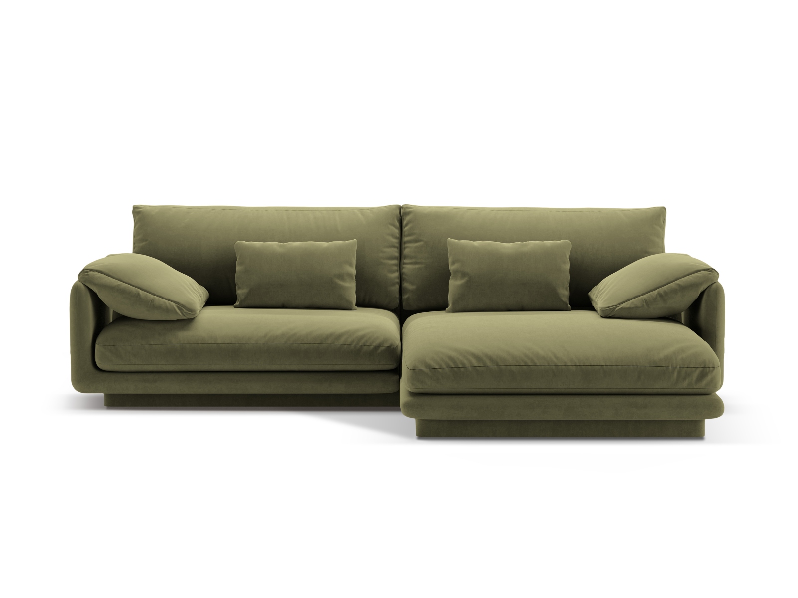 Velvet Right Corner Sofa, "Torino", 4 Seats, 250x170x83