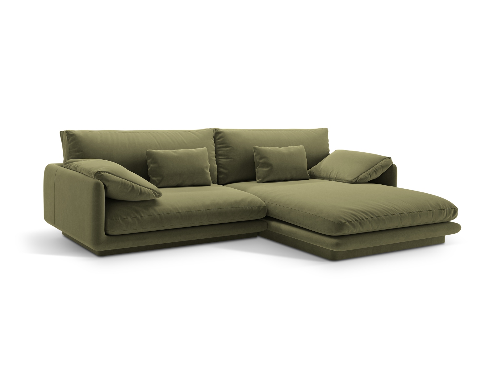 Velvet Right Corner Sofa, "Torino", 4 Seats, 250x170x83