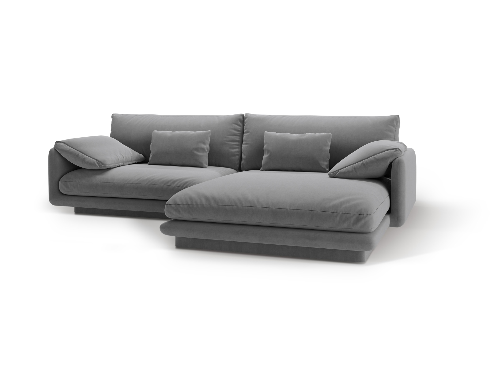 Velvet Right Corner Sofa, "Torino", 4 Seats, 250x170x83