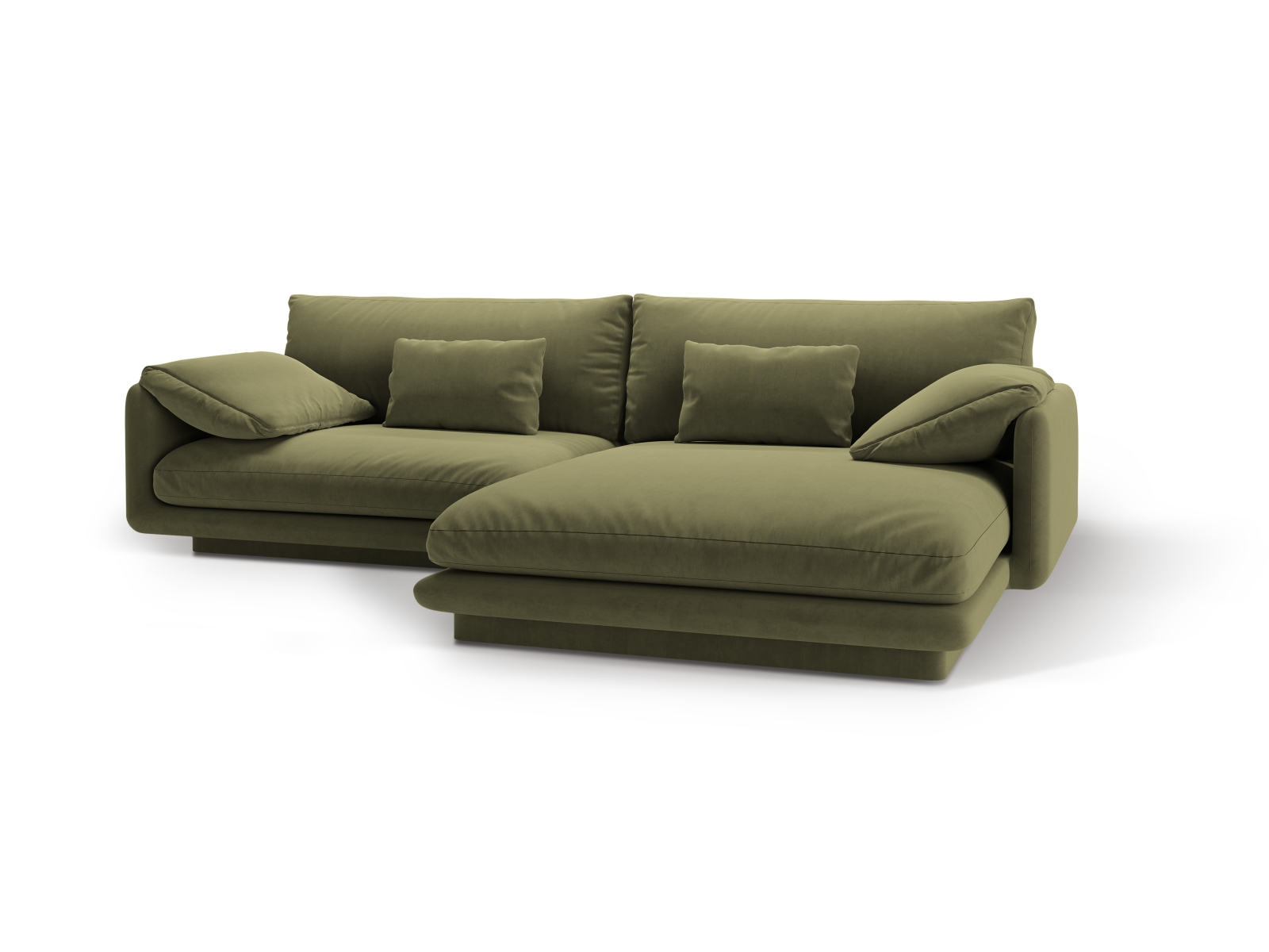 Velvet Right Corner Sofa, "Torino", 4 Seats, 250x170x83