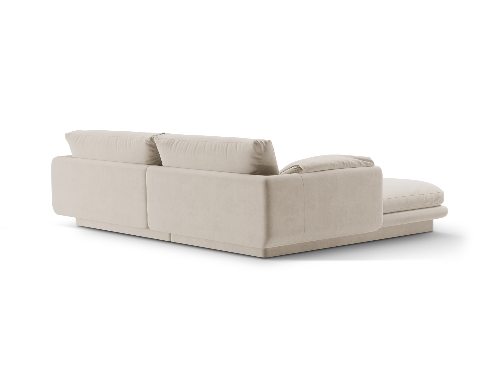 Velvet Right Corner Sofa, "Torino", 3 Seats, 220x170x83