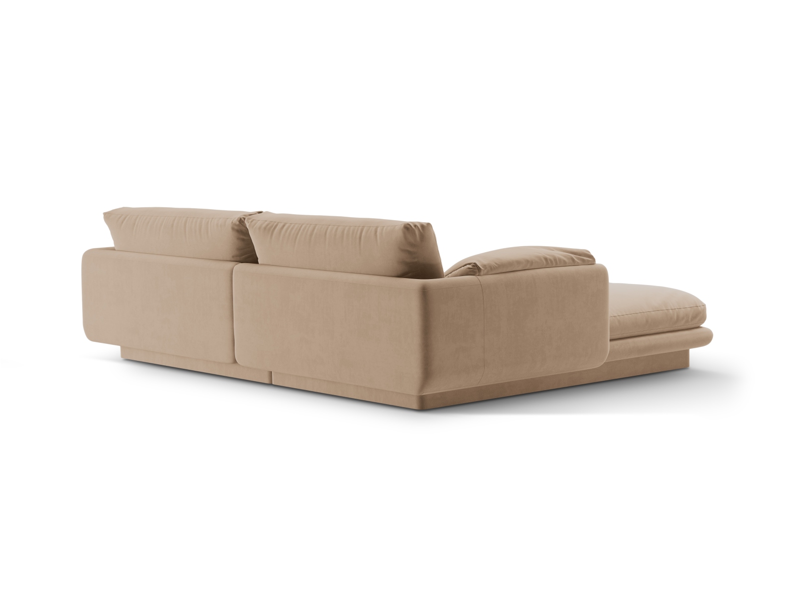 Velvet Right Corner Sofa, "Torino", 3 Seats, 220x170x83