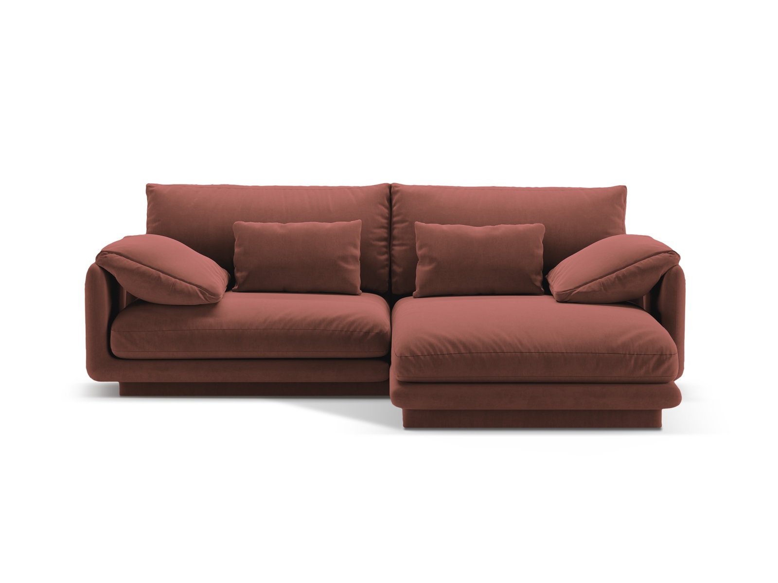 Velvet Right Corner Sofa, "Torino", 3 Seats, 220x170x83