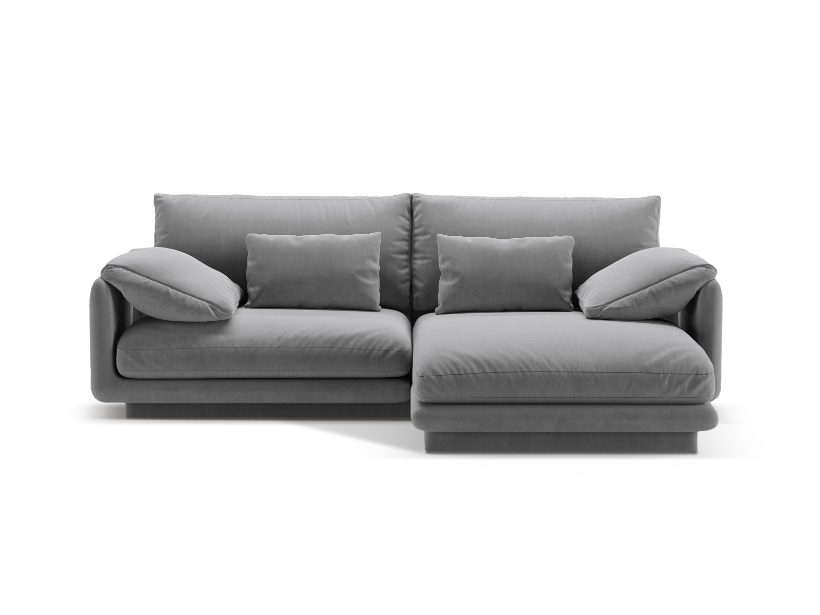 Velvet Right Corner Sofa, "Torino", 3 Seats, 220x170x83