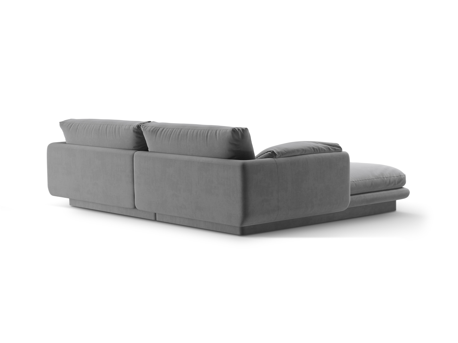 Velvet Right Corner Sofa, "Torino", 3 Seats, 220x170x83