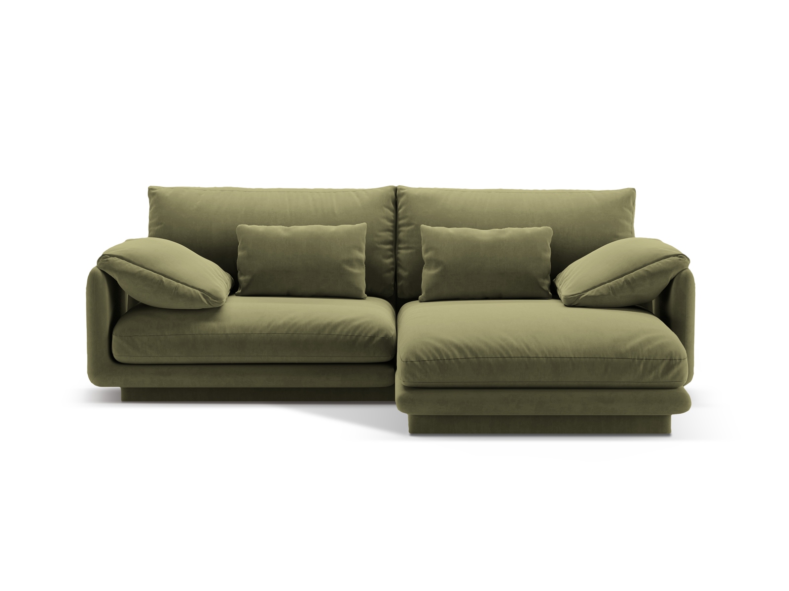 Velvet Right Corner Sofa, "Torino", 3 Seats, 220x170x83