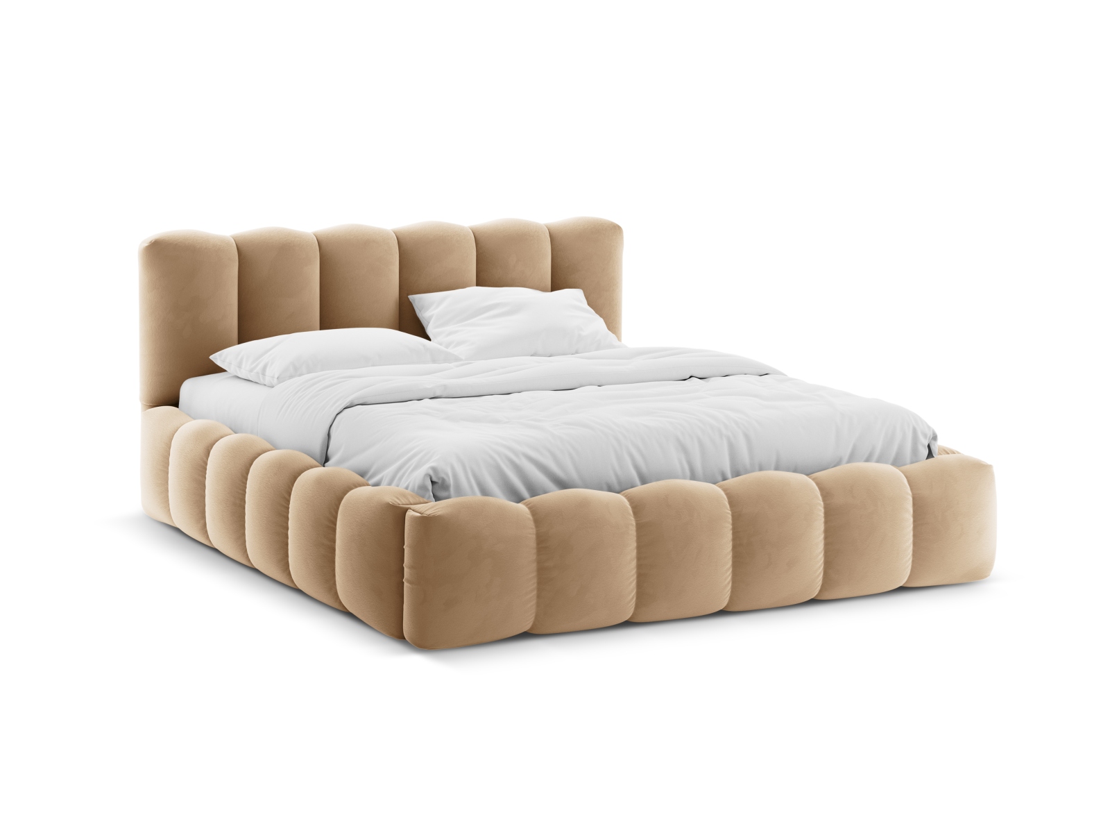 Velvet Storage Bed With Headboard, "Lupine", 166x226x95