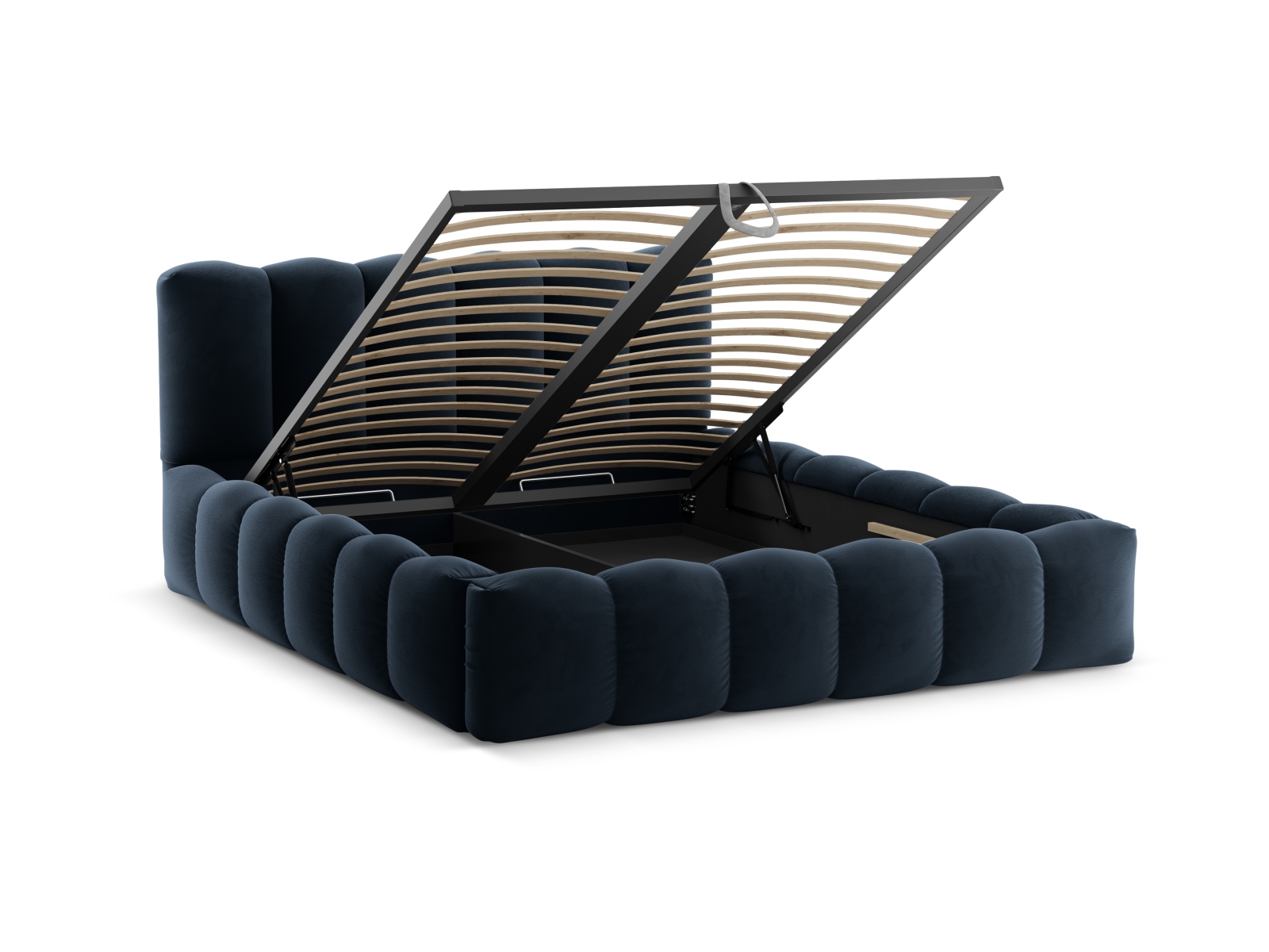 Velvet Storage Bed With Headboard, "Lupine", 166x226x95