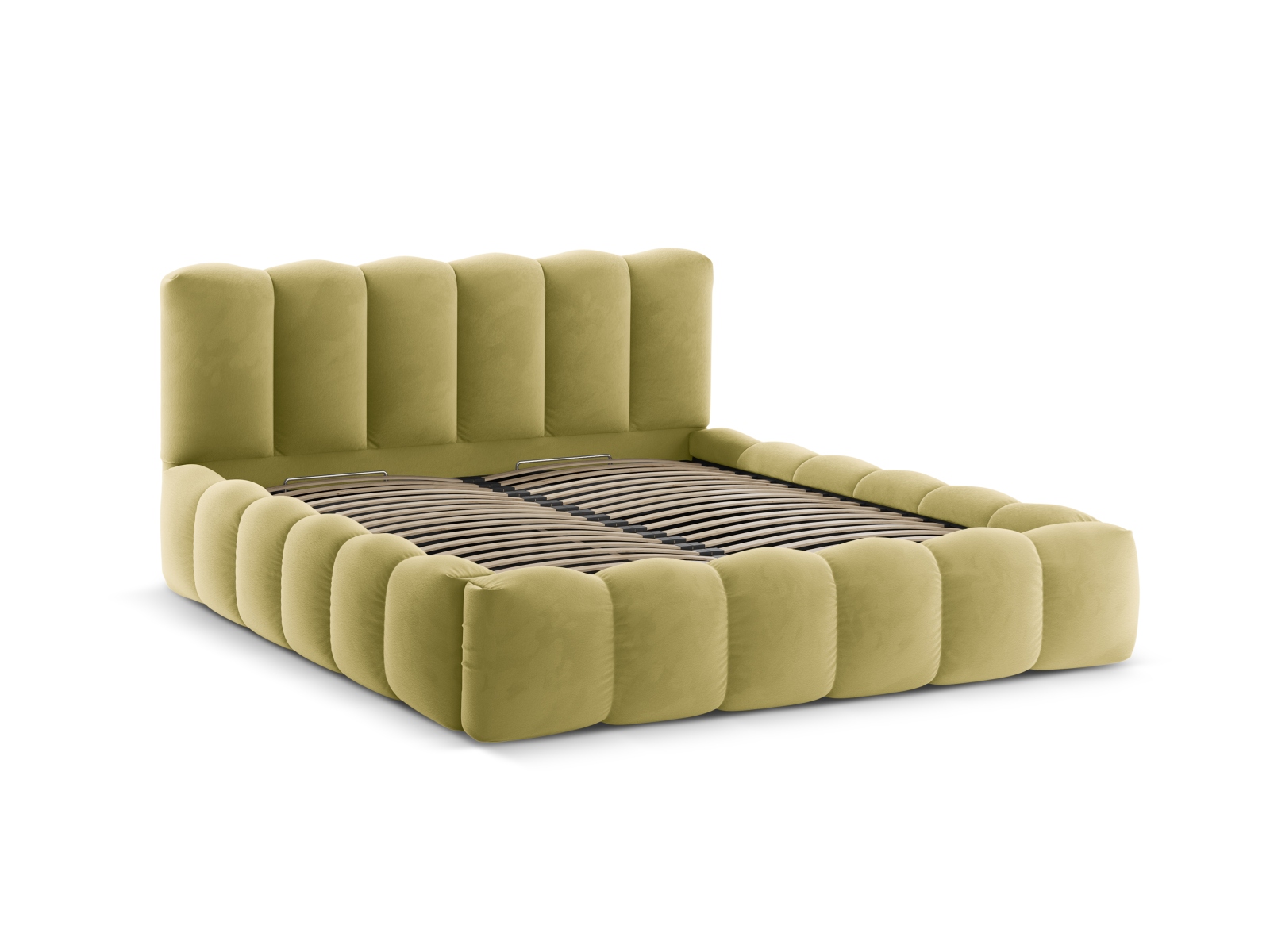 Velvet Storage Bed With Headboard, "Lupine", 166x226x95