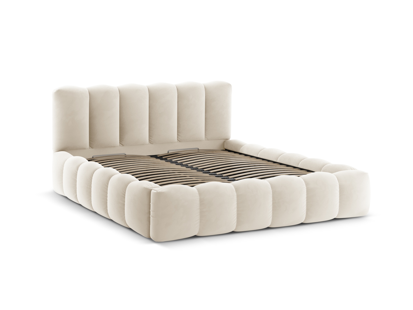 Velvet Storage Bed With Headboard, "Lupine", 186x226x95