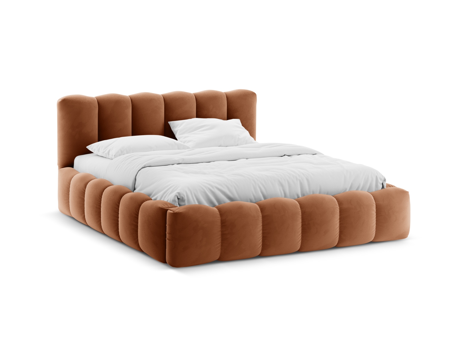 Velvet Storage Bed With Headboard, "Lupine", 186x226x95