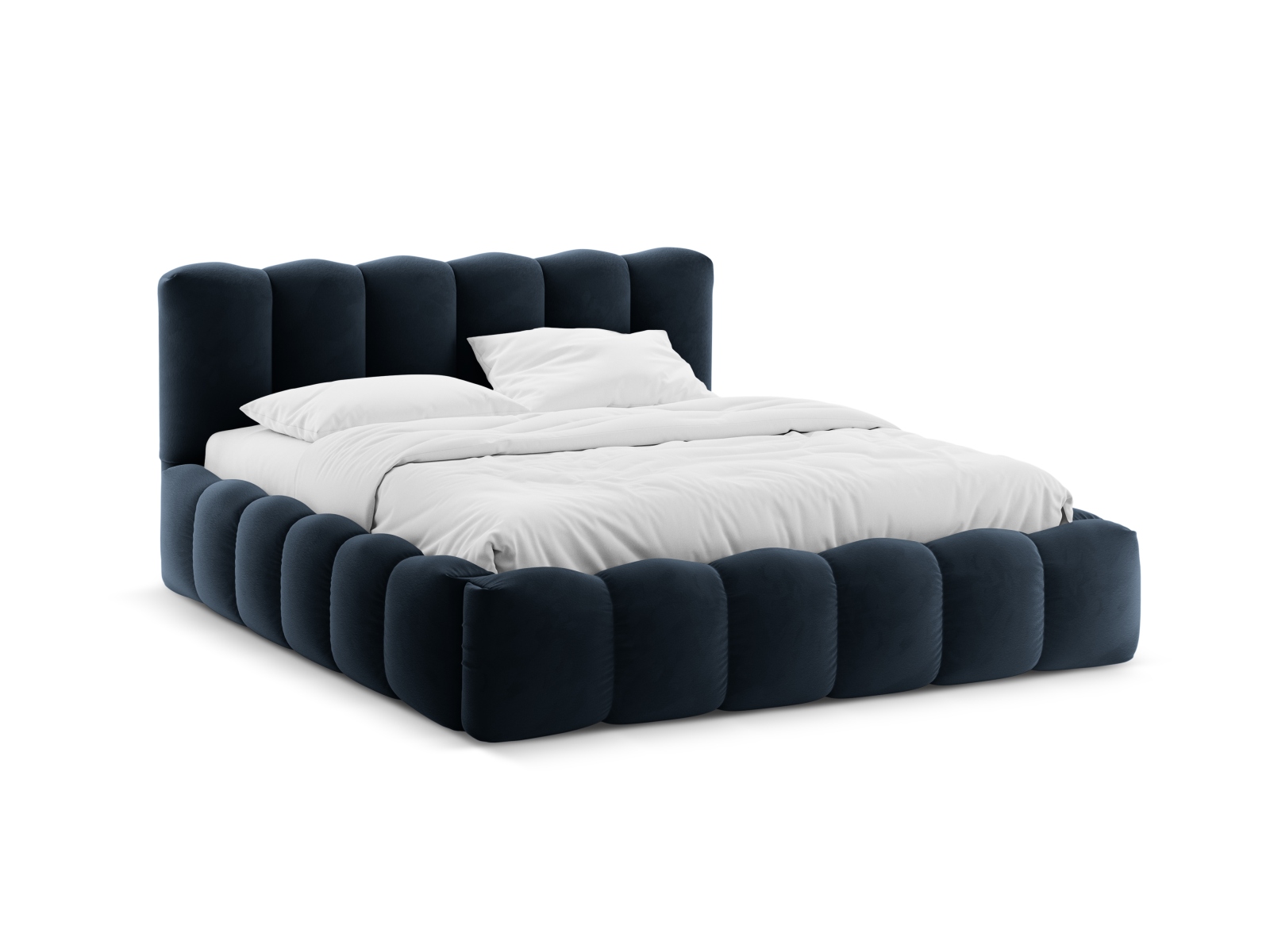 Velvet Storage Bed With Headboard, "Lupine", 186x226x95
